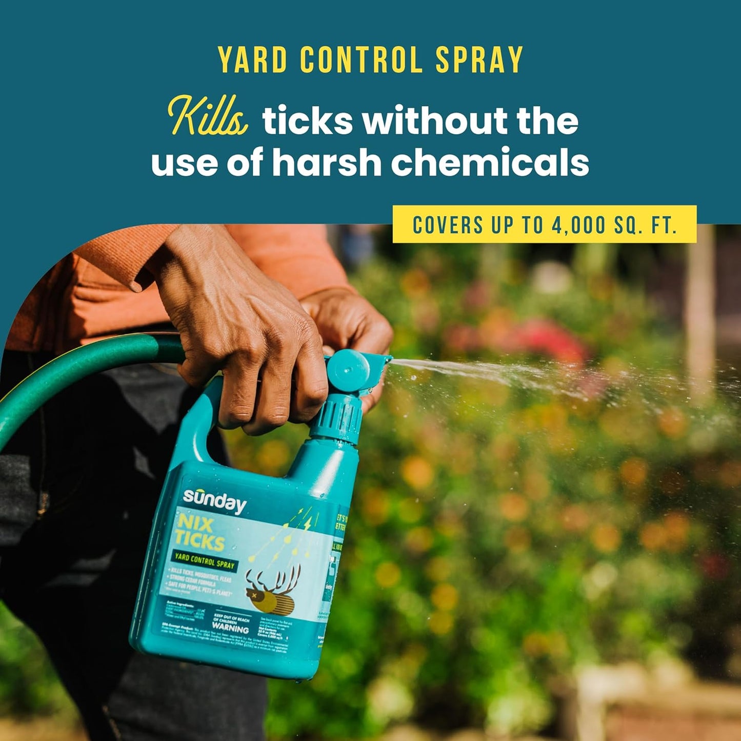 Sunday Nix Ticks - Tick Control Spray - Ready-to-Use Bug Spray - Concentrated Cedar Oil - Helps Kill Ticks, Tick Larvae, Fleas, and Mosquitos - Lasts up to 4 Weeks - 32 Fl Oz