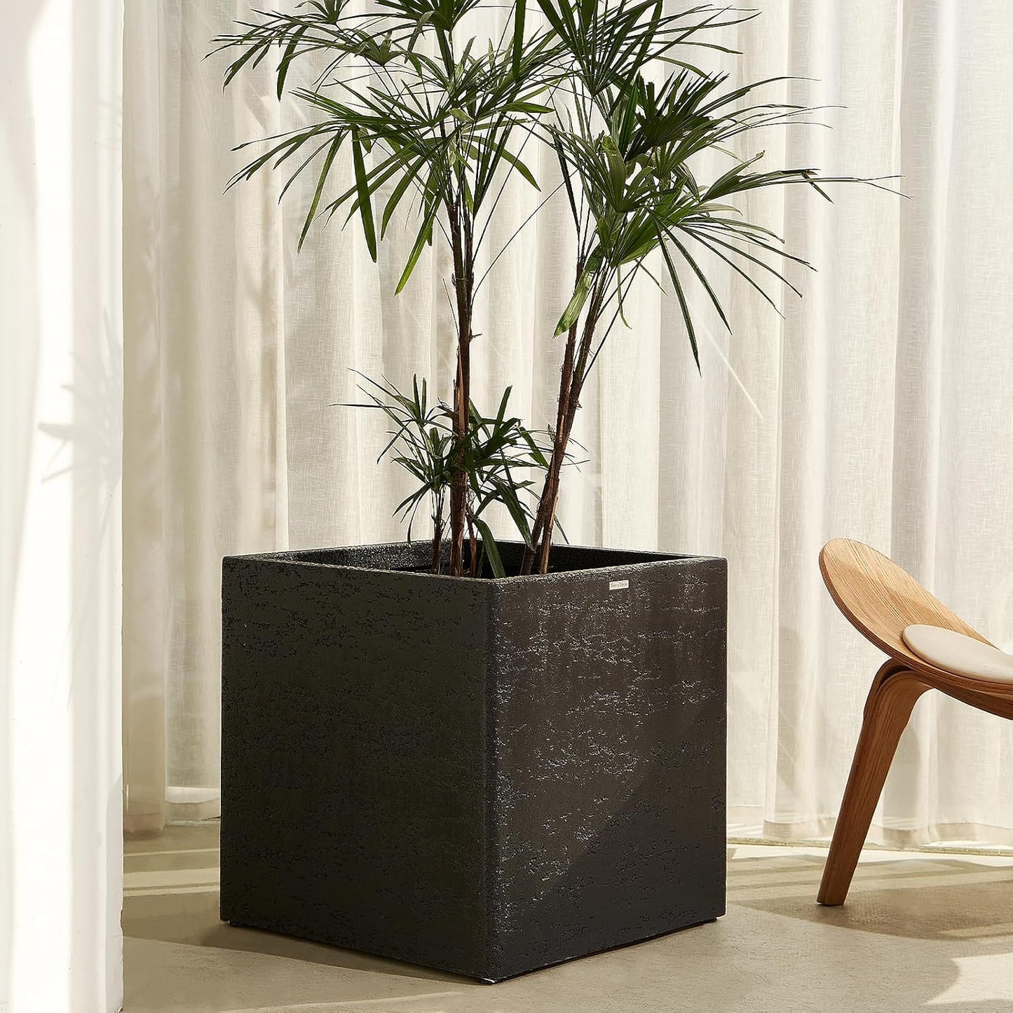 20 Inch Square Concrete Planter（20Lx20Wx20H，48 Pounds）,Durable All-Weather Use with Drainage Holes,Large Square Planter for Outdoor Indoor Plants
