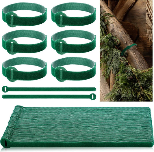 80 Pcs 12 Inch Christmas Garland Ties Green Adjustable Holiday Banister Ties Reusable Fastener Strap Nylon Garden Plant Cable Strap Christmas Tree Wreath Hook Loop Organizer for Home Office