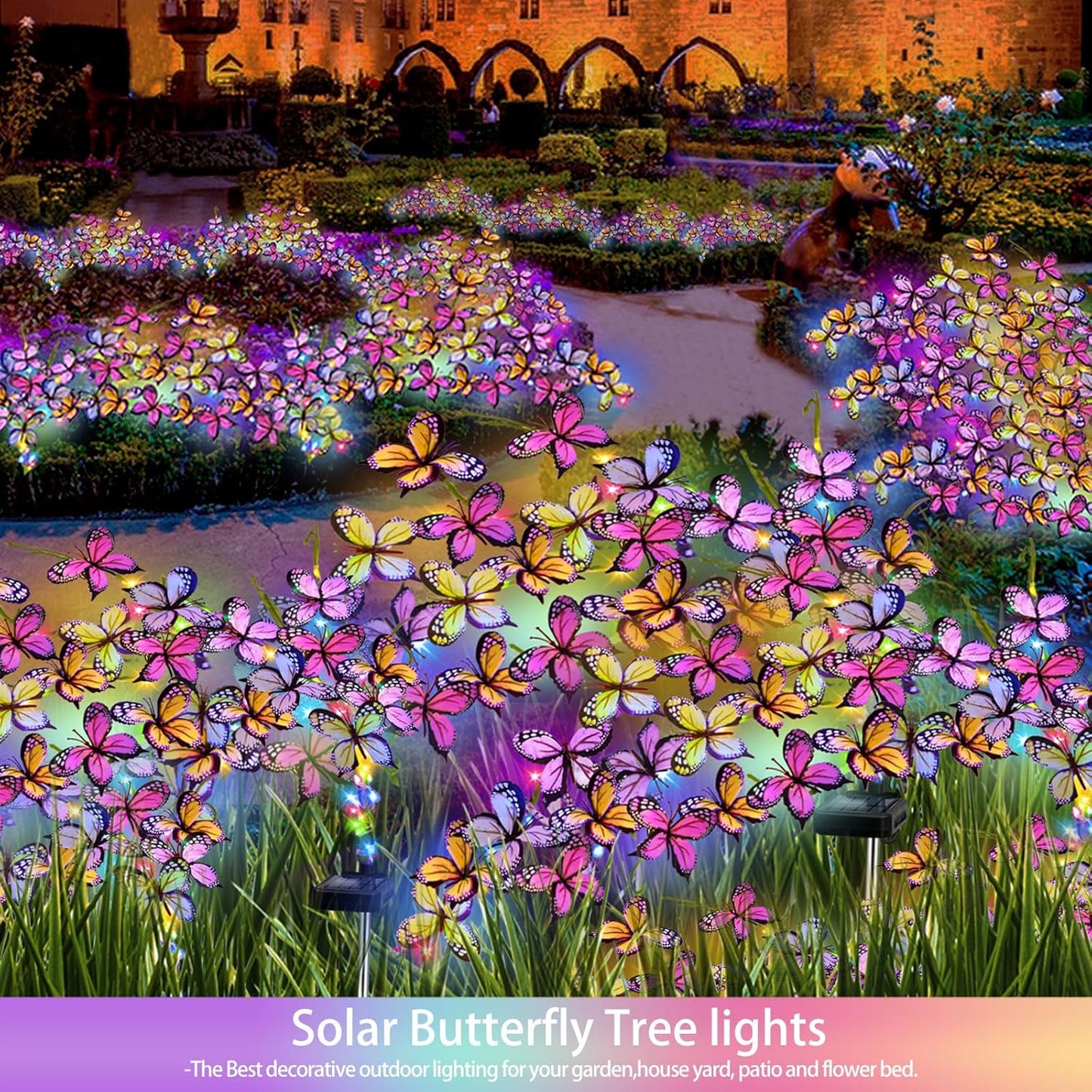 Solar Garden Lights Outdoor, Waterproof Solar Butterfly Lights 2 Pack Willow Vine Light with 80 LED 33 Butterfly Colorful Lighting for Garden Yard Lawn Outdoor Decor, Gift for Mom Women Mother's Day