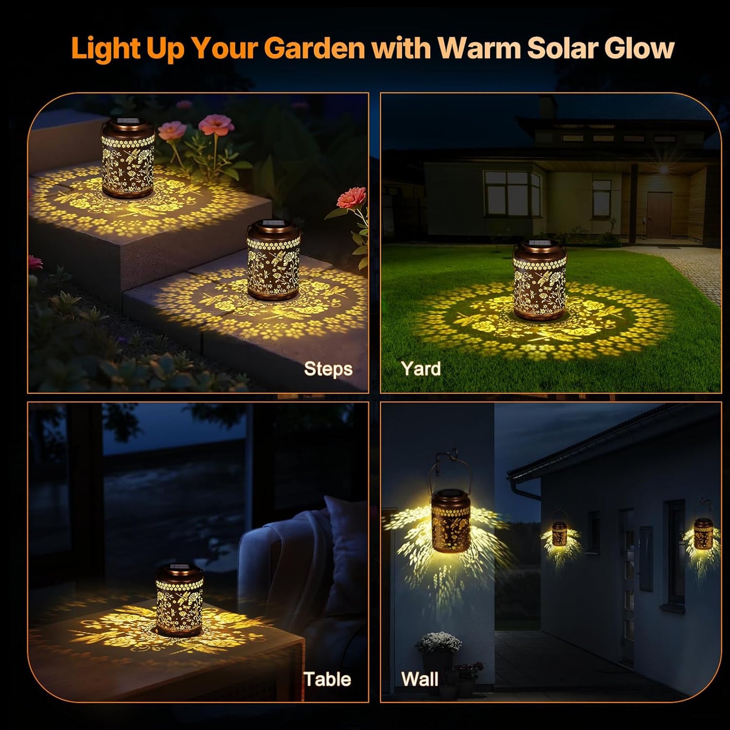 Solar Lanterns Outdoor Waterproof, Dragonfly Garden Decor for Yard Porch Lawn Patio Pathway, Hanging Solar Lights Birthday Gifts for Women Mom Grandma Sister Friend