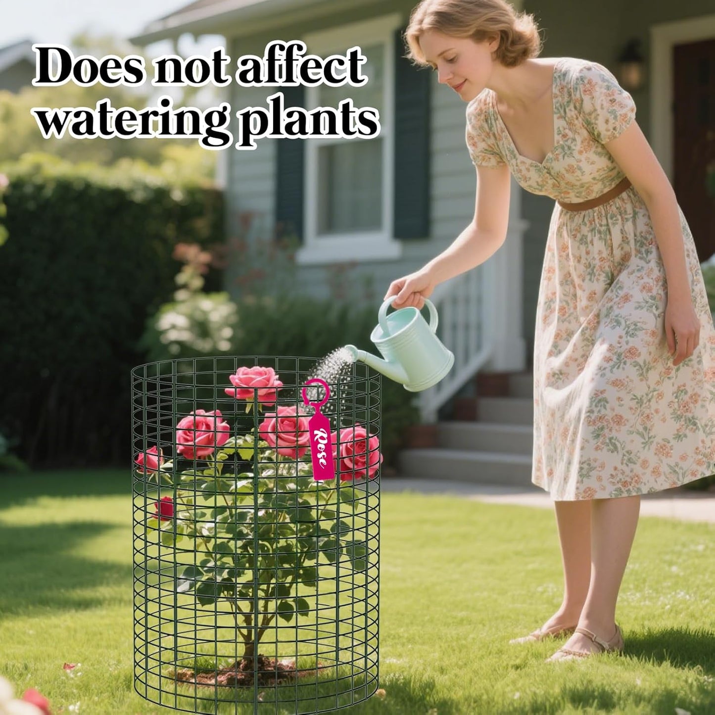 8 Pack 24'' x 12'' Large Wire Plant Protector from Animals, Metal Plant Wire Cage Chicken Wire Cloche with Ground Stakes , Labels and Nylon Tie to Keep Animals Out, Garden Protection Bunny Barricade