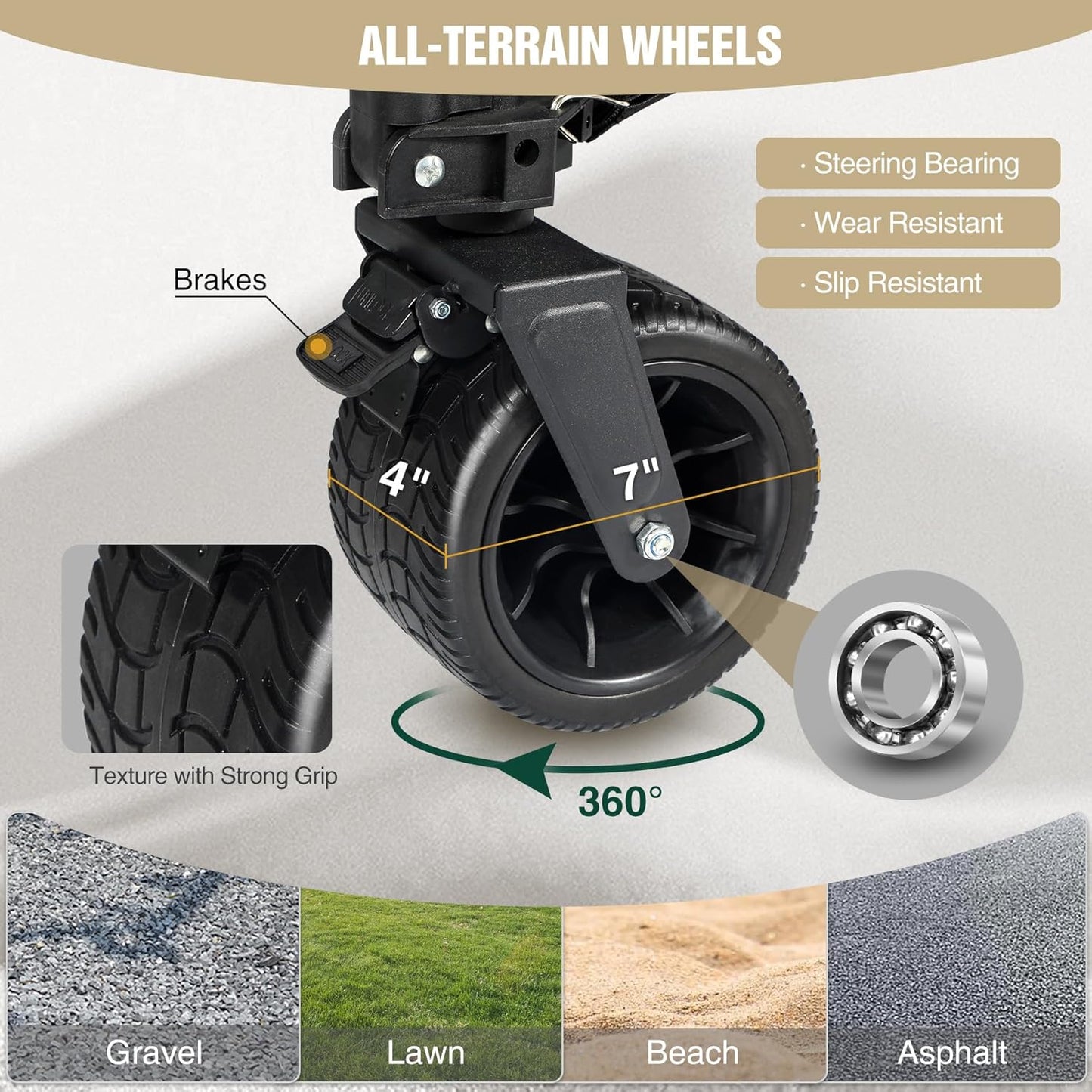 REDCAMP Large Collapsible Double Decker Wagon, 450lbs Heavy Duty 53" L Extra Long Extender Wagon Cart with All-Terrain Big Wheels for Camping, Shopping, Outdoor Sport