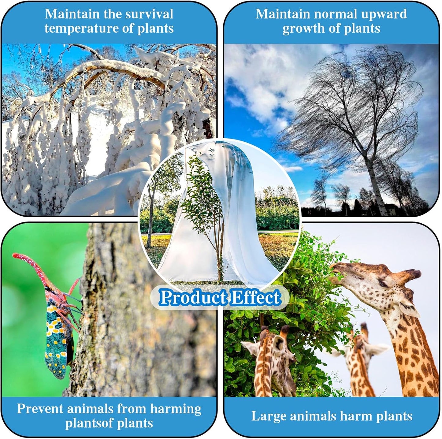 Plant Covers Freeze Protection, Frost Blankets for Outdoor Plants with Drawstring and Zipper, 2.5 oz/yd² 7.9 X 6.6 Ft, Reusable Winter Plant Protector Bag for Protect Trees Shrubs from Cold Frost