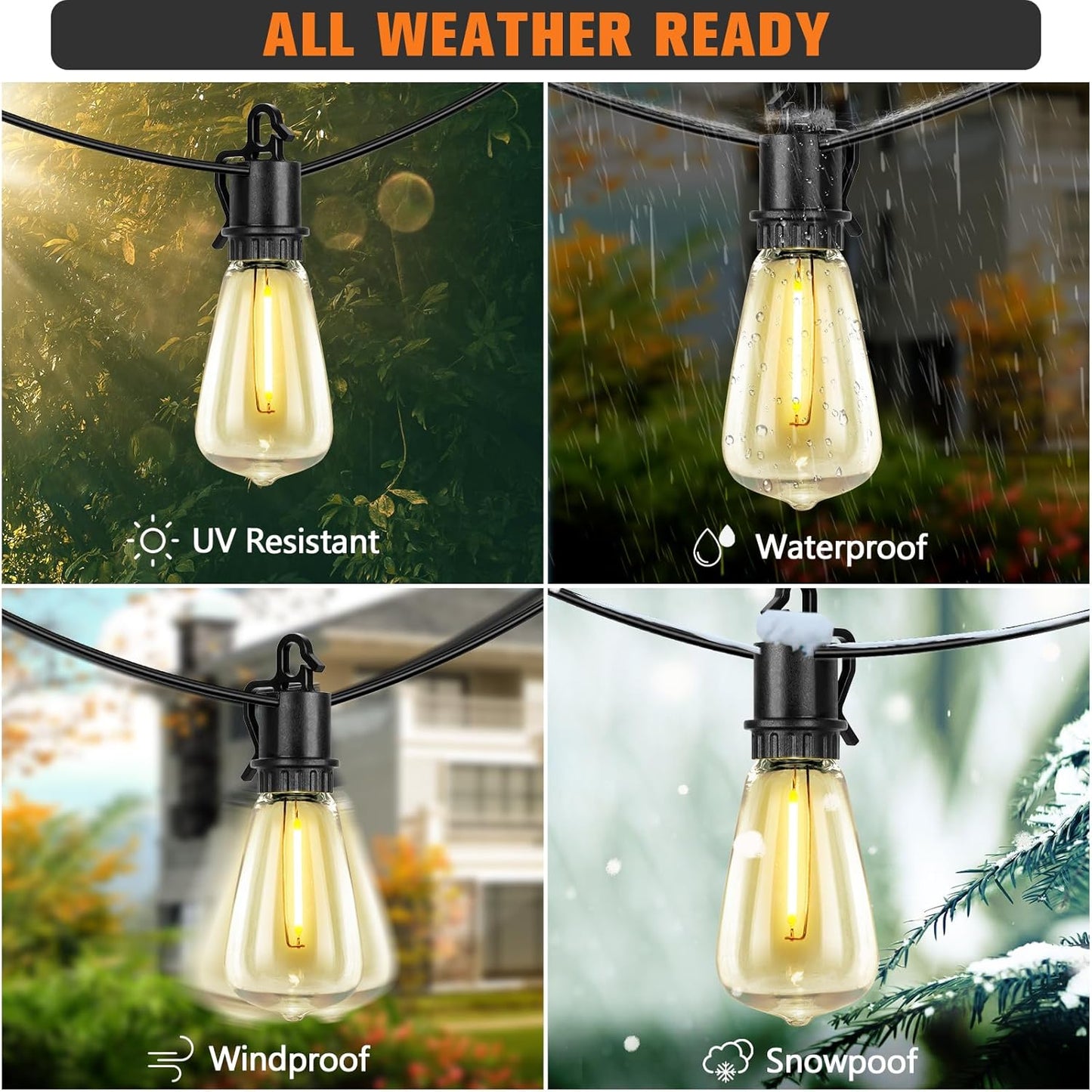 Solar Lights Outdoor String light patio deals 100FT with 32 Shatterproof, solar String Lights Outdoor Waterproof with Remote ST38 Vintage Edison Bulbs,Waterproof Hanging Lights for Outside Backyard