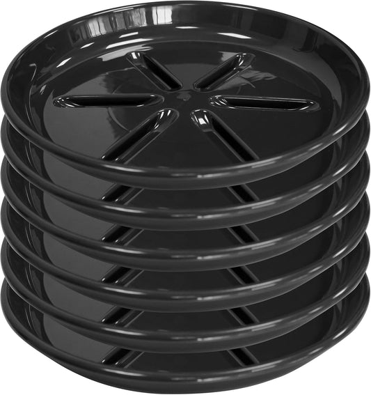 6 Pack of 12 inch Plant Saucer, Large Heavy Duty Plastic Plant Saucers Round, Plant Drip Trays for Indoors Outdoor, Plant Water Tray for Planters, Black