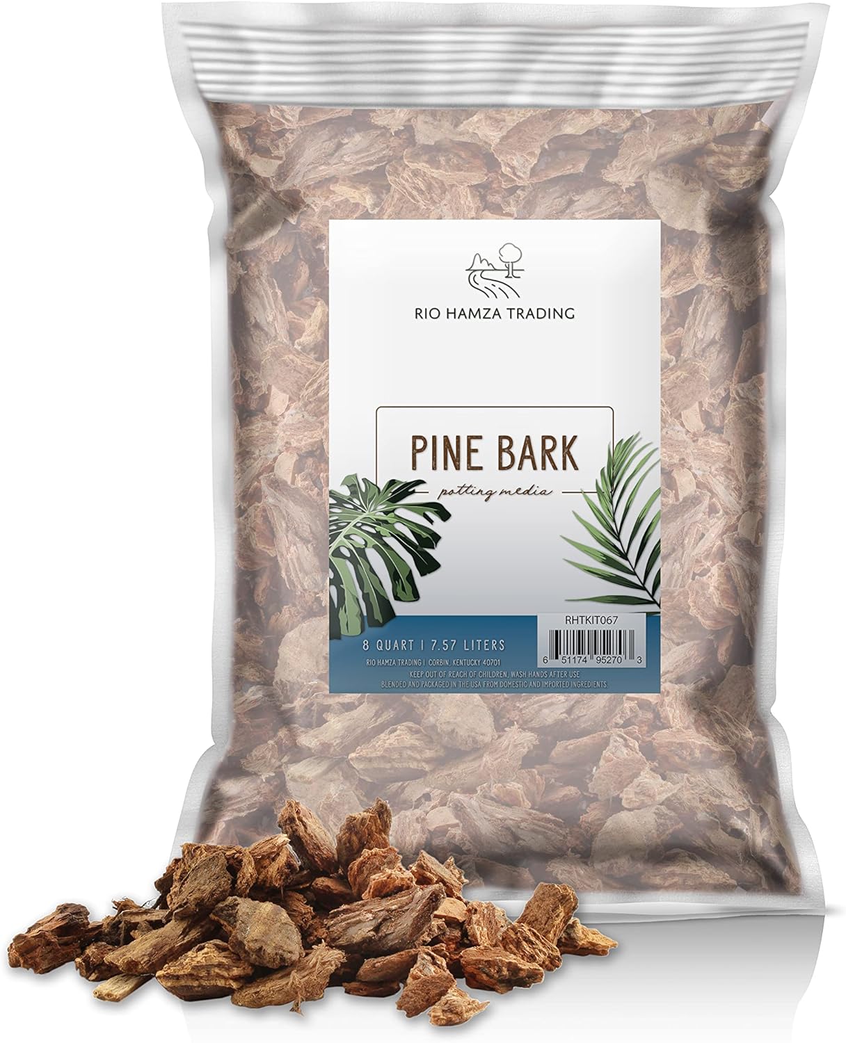 100% Natural Pine Bark Mulch Nuggets (8 Quarts), Small Mulch Chips for Indoor/Outdoor Container Gardening, Ideal for Soil Supplement, Houseplant Mulch