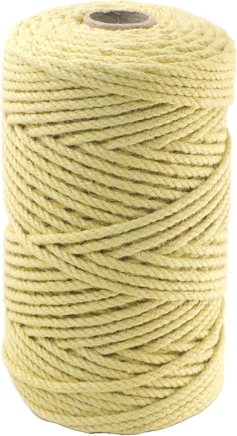 4mm x 300 Feet Yellow Jute Rope, Twine for Gardening Tomato Climbing Plant Tie Floristry Crafts Gift Wrapping Packing Decor