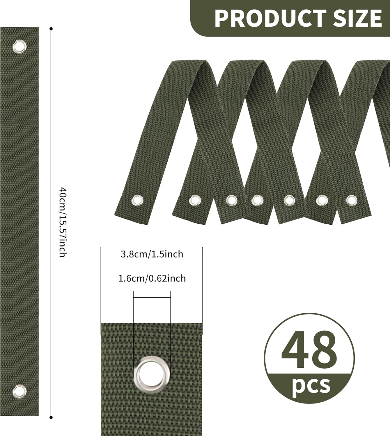 48 Pieces Tree Straps for Staking, 15.74 Inches Tree Support Straps with Grommet Heavy Duty Tree and Plant Supports Stakes for Straightening