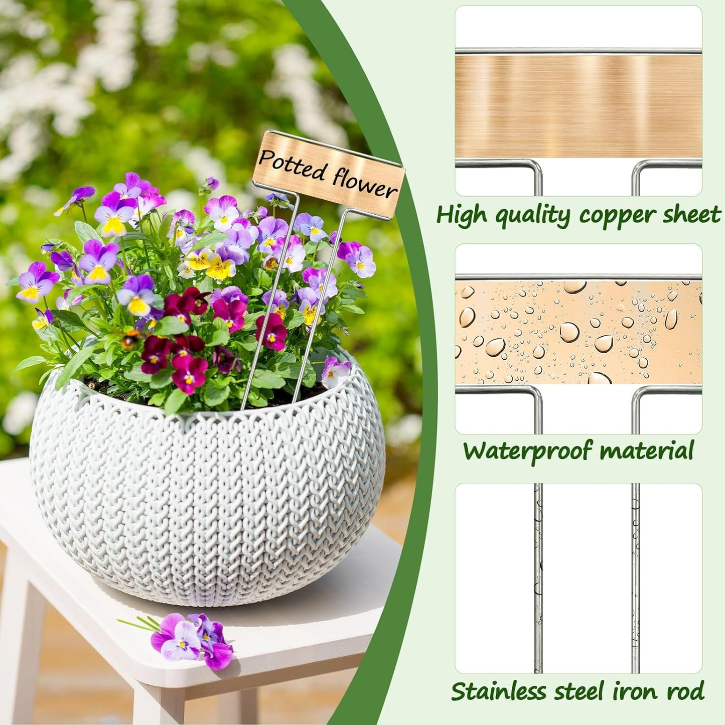 35 Pcs Copper Plant Markers,Metal Plant Label Stakes Marking Protection Seedling Signs Nursery Tags,Comes with 2 Water-Based Pens