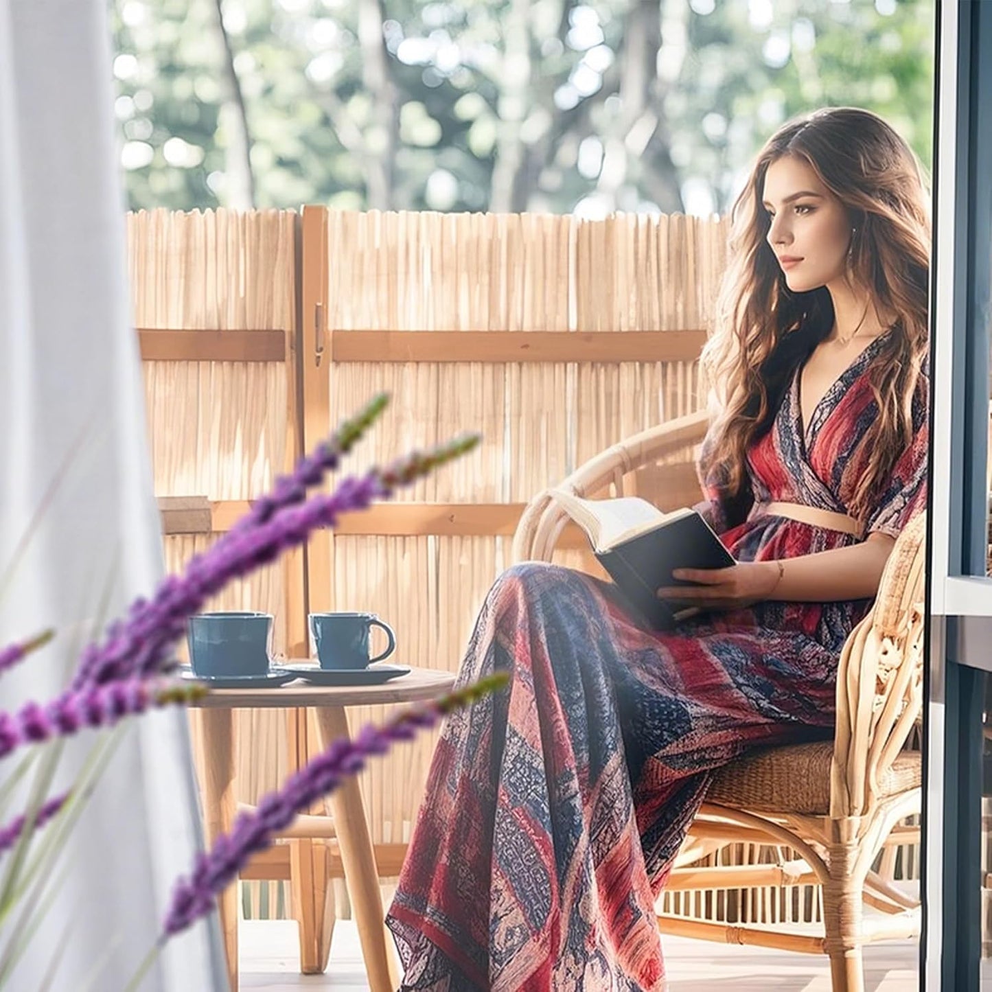 KOL 4ft 2-Pack Faux Veronica Spiked Speedwell Grass, 47in Artificial Veronica Spicata Flower, Tall Reed Grass for Home Office Garden Wedding Décor, Indoor/Outdoor Fake Plant, UV-Resistant, Purple