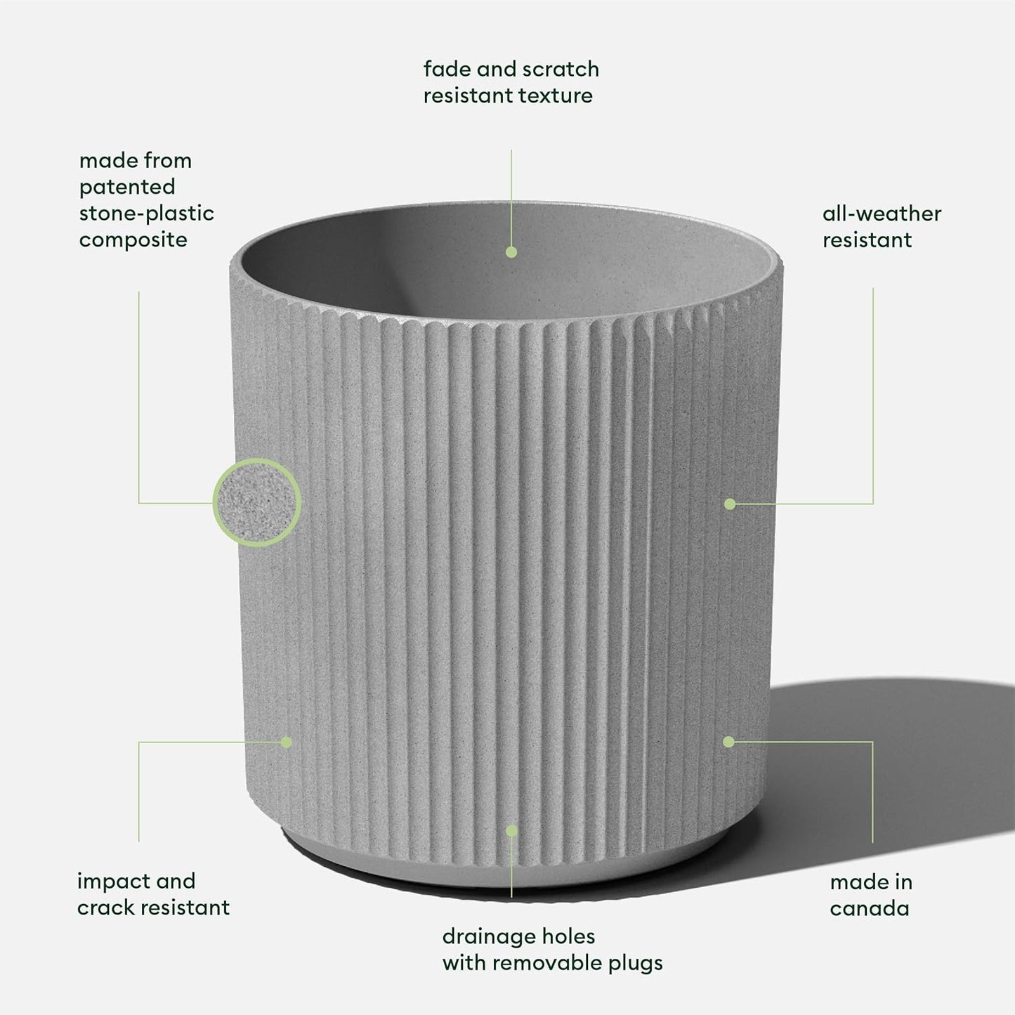 Veradek Mason Series Demi Planter - Large Round Planter for Indoor or Outdoor Patio/Balcony | Made from Plastic & Concrete with Drainage Holes | Modern Décor for Flowers, Trees, Tall Plants