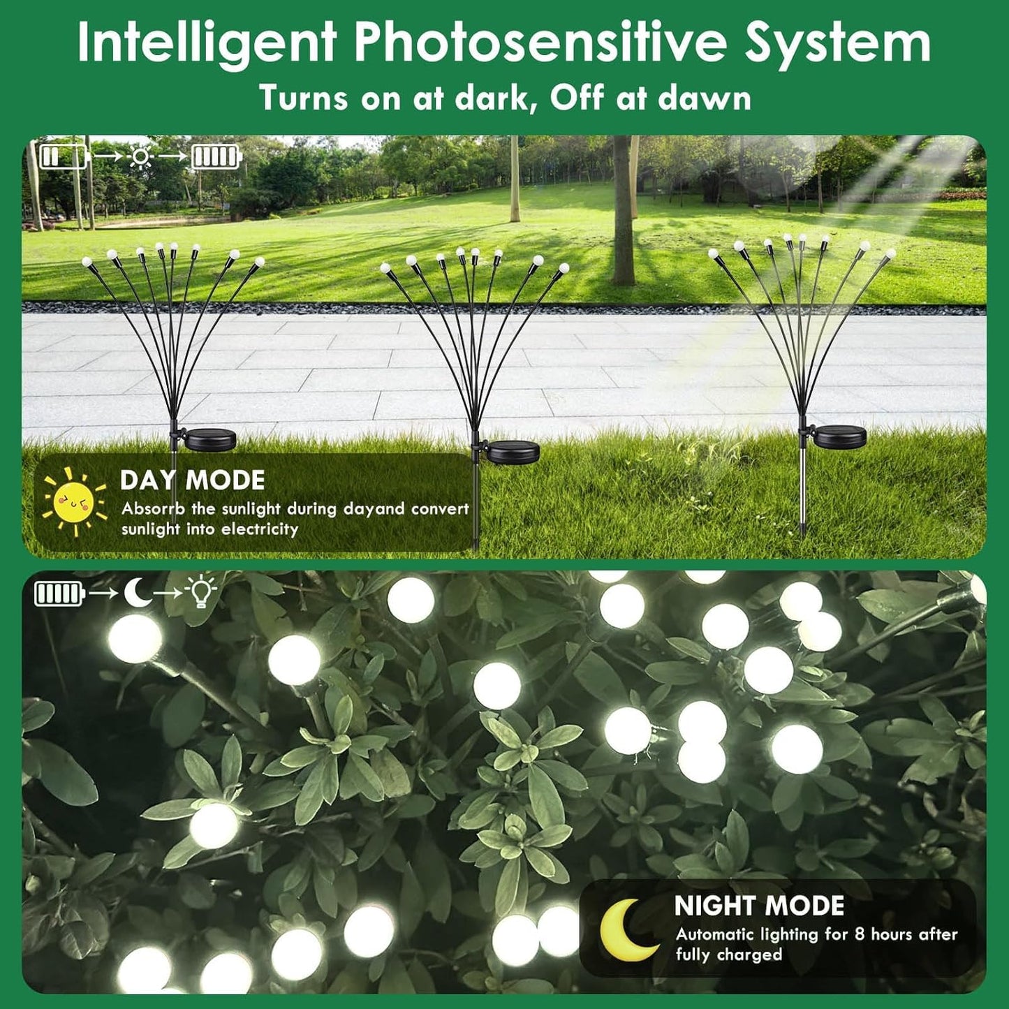 2025 Solar Lights Outdoor Waterproof, 6 Pack Solar Garden Lights, Firefly Light Outdoor Waterproof, Twinkle Swaying Fairy Light for Yard Patio Pathway Garden Decoration (Cold White)