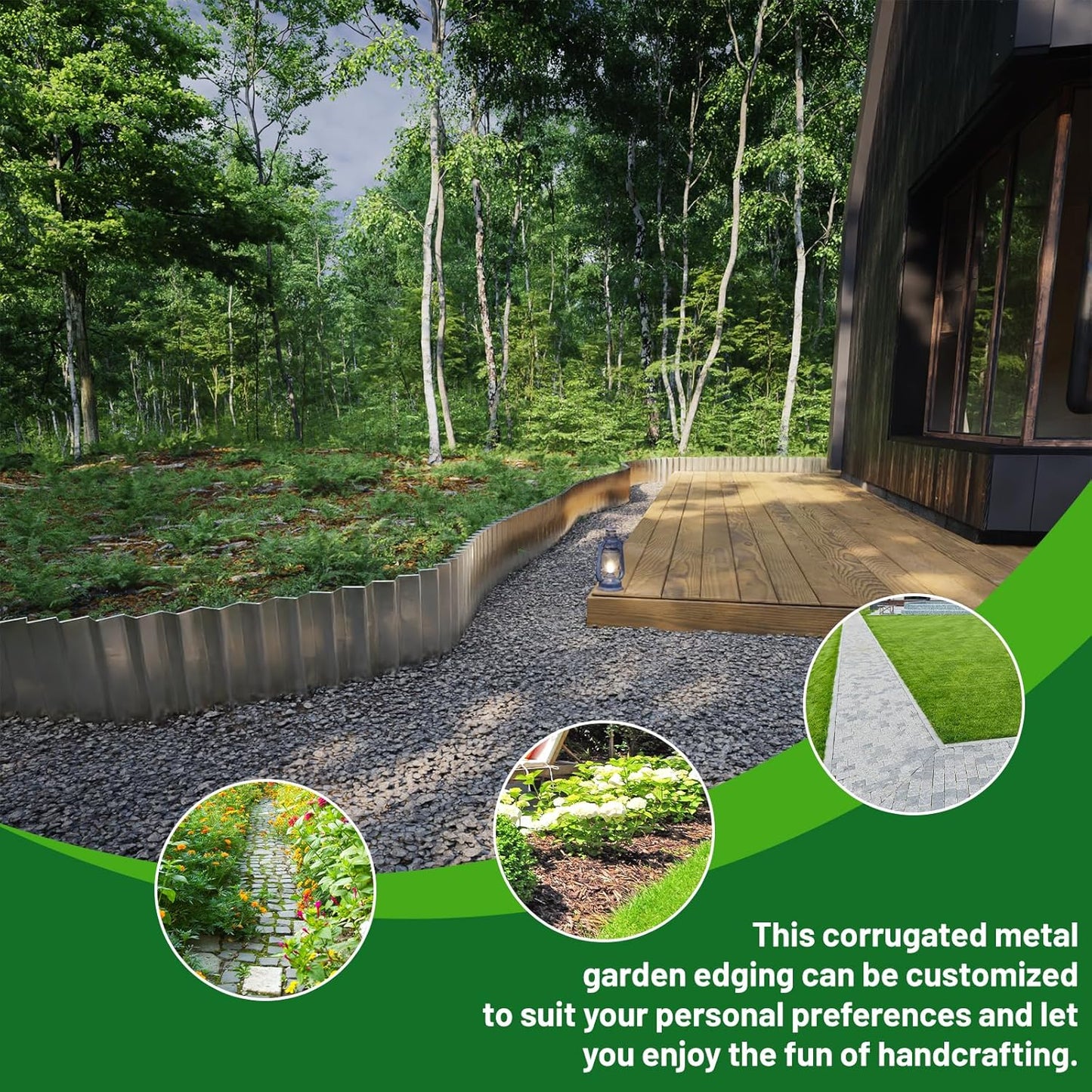 SnugNiture Corrugated Metal Garden Edging,10" x 20' Sturdy Lawn Edging Border,Landscape Edging Border for Lawn, Flower Bed,Garden and Yard