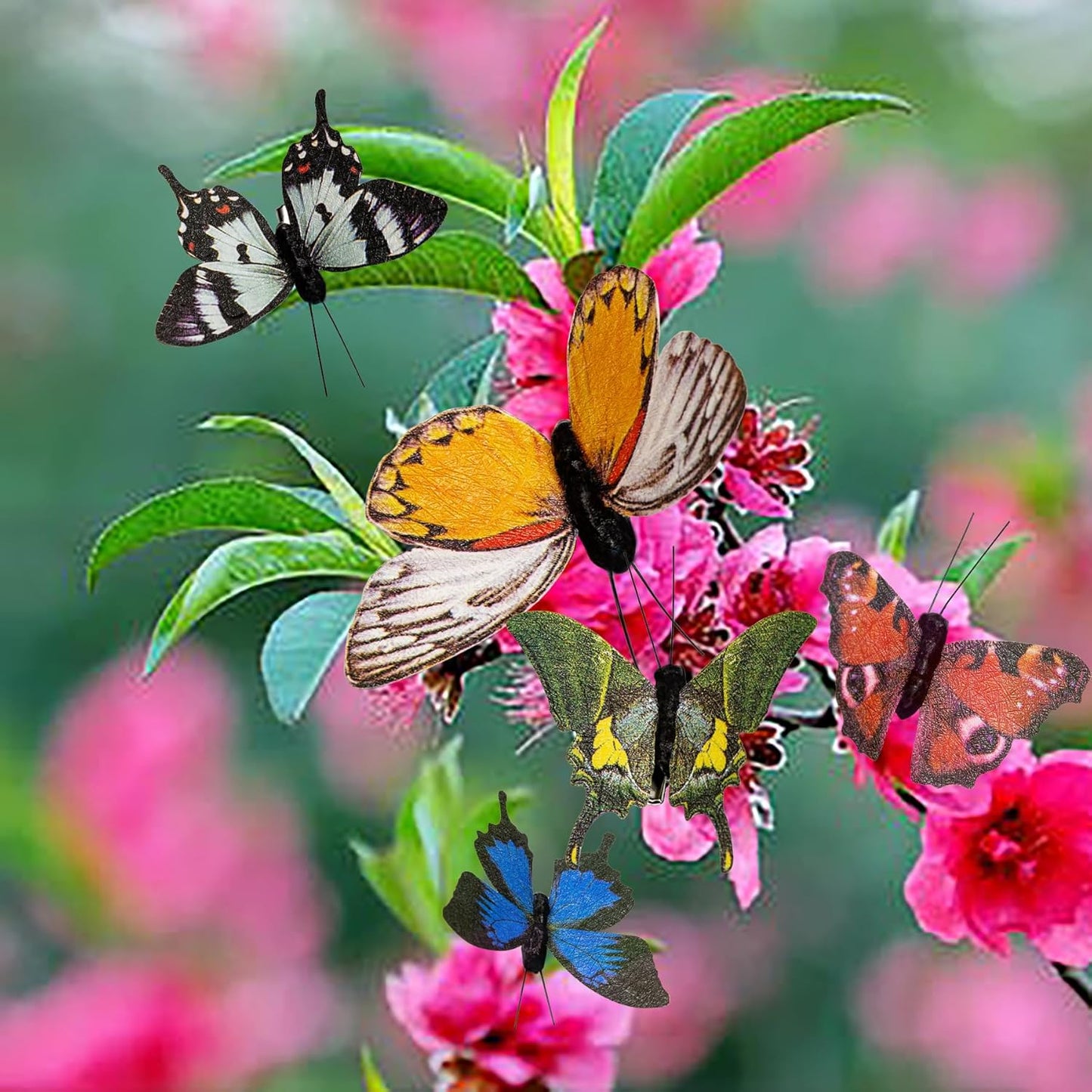 Berfutall-Artificial 3D Butterfly Party Decorations Set of 12 with Clip 12 Color Ornaments for Christmas Tree (12Color I)