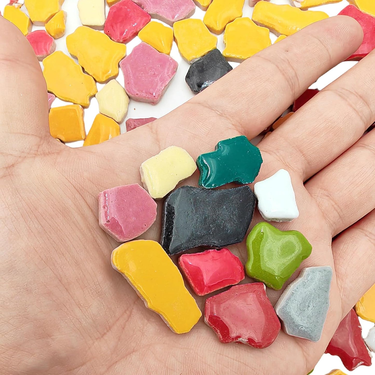 500g/1.1lb Random Color Irregular Ceramics Mosaic Tiles,DIY Making Creative Ceramic Mosaic Tiles for DIY Craft Plates Flowerpots Vases Cups Mosaic Making Supplies (Irregular)