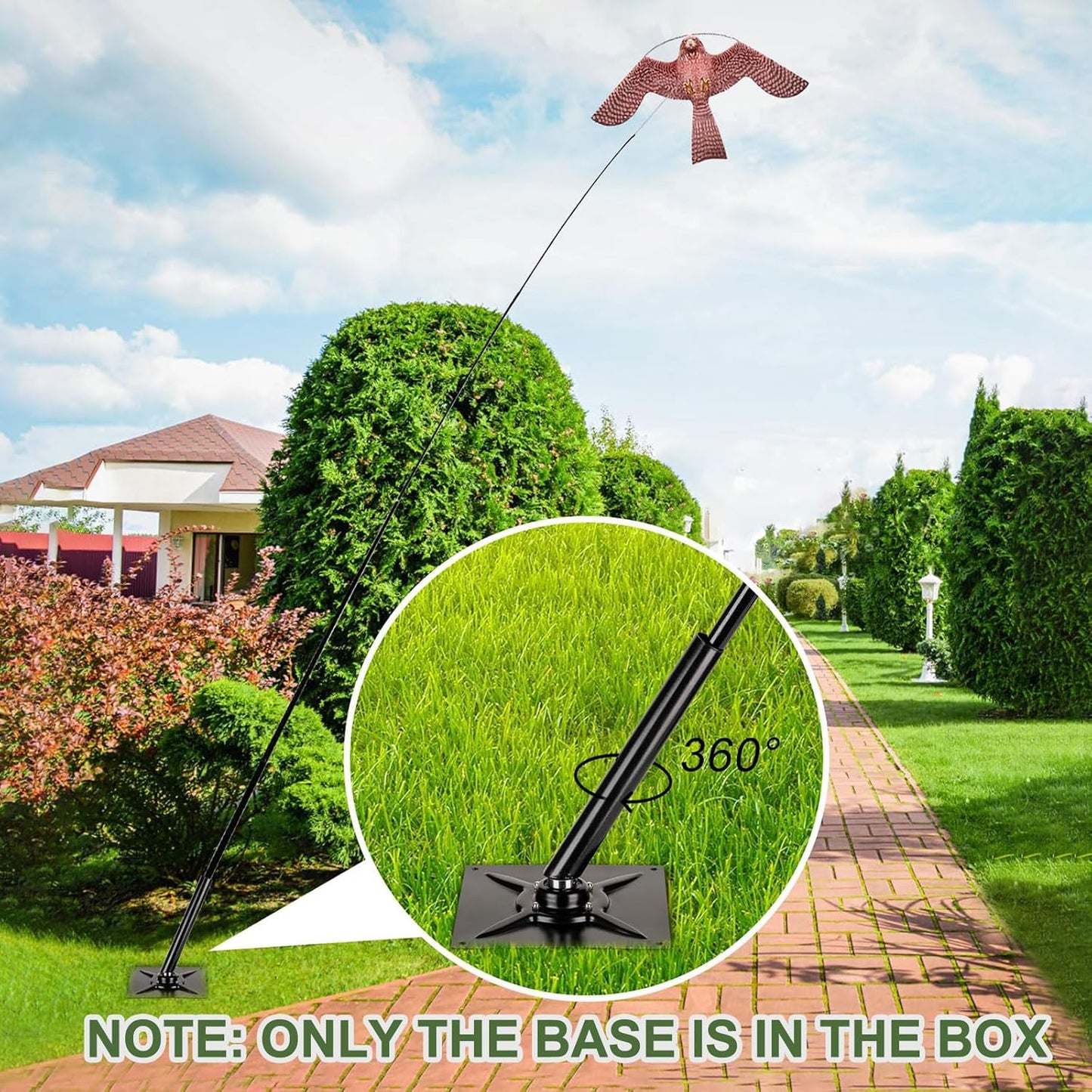 Bird Repeller Universal Base Protects Plants from Birds by Placing a Kite with a Pole on Top of The Bird Repeller Base; Commonly Used in Yards, Lawns and Farms to Create Bird-Free Zones