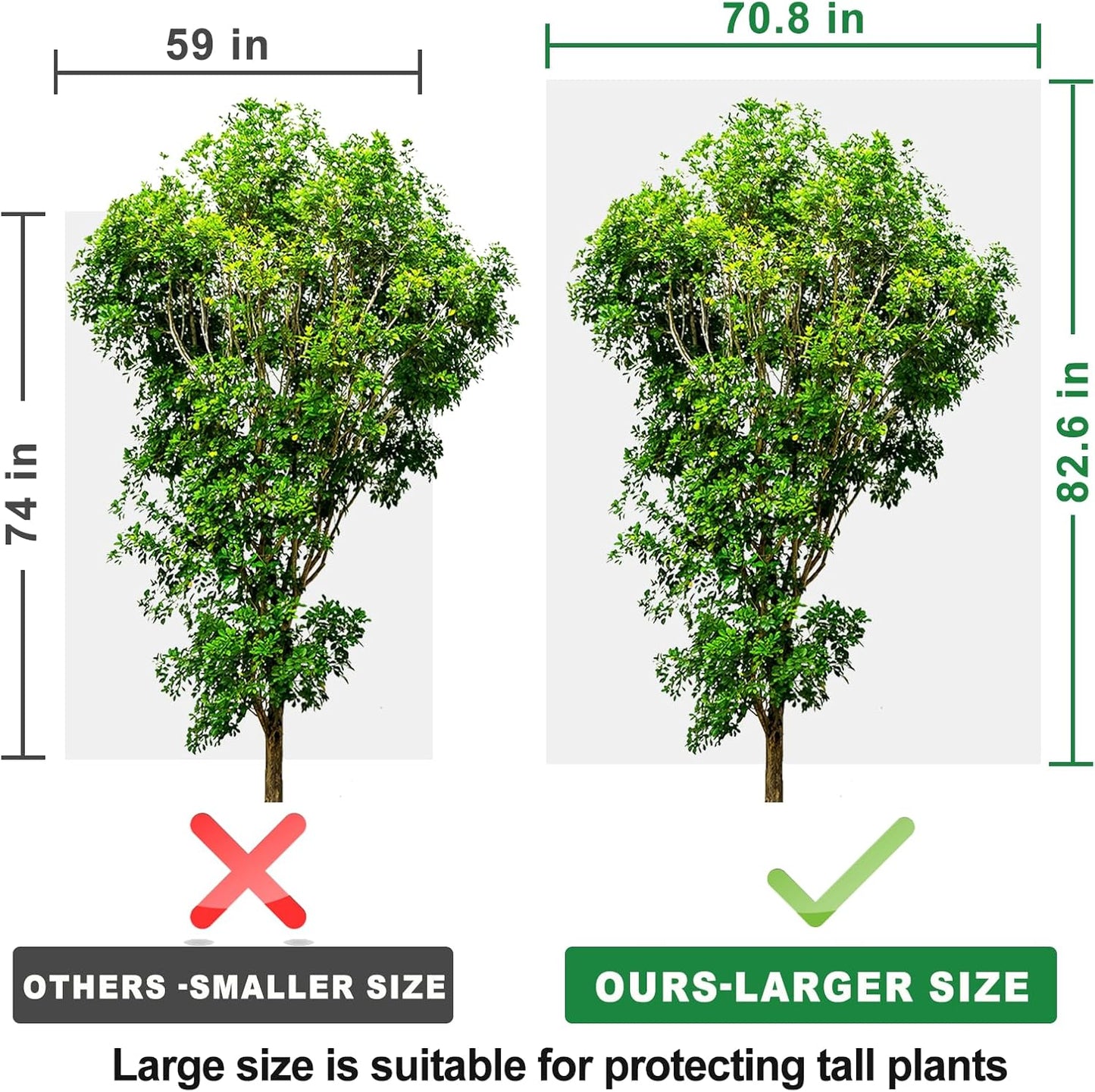 Winter Plant Covers Freeze Protection with Zipper Drawstring, 2 Pack 70.8" X 82.6" Tree Covers for Winter Cold Weather Large Frost Blankets Shrub Jacket for Outdoor Plants Tree Covers Bags