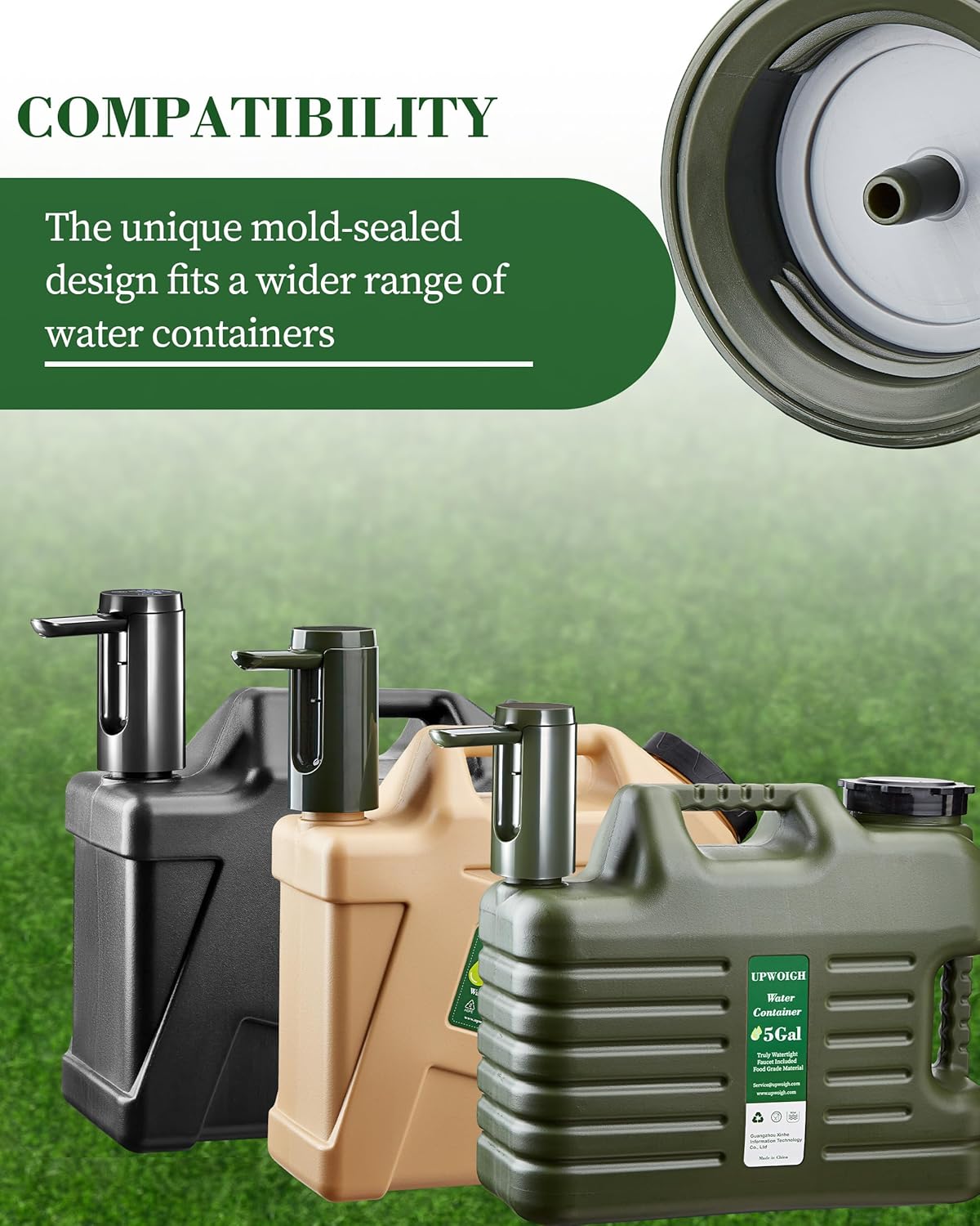 5 Gallon Water Jug and 2.6Gal Collapsible Water Bag Set of 2,Thickened Water Storage Overlanding Gear Containers, Camping Essential Leak-Proof Green Portable Water Tank,BPA Free Outdoors Hiking