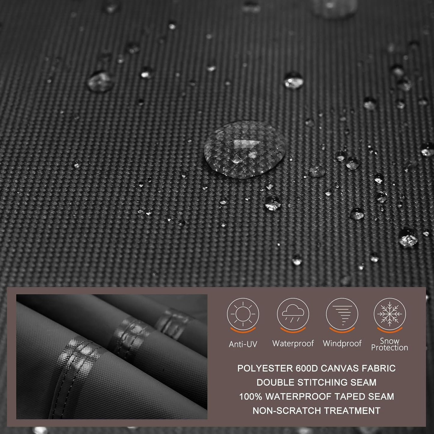 ULTCOVER Waterproof Grill Cover 52 inch, Heavy Duty BBQ Cover for 2-4 Burners Outdoor Gas Barbecue Grill, Black