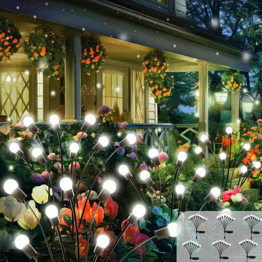 2025 Solar Lights Outdoor Waterproof, 6 Pack Solar Garden Lights, Firefly Light Outdoor Waterproof, Twinkle Swaying Fairy Light for Yard Patio Pathway Garden Decoration (Cold White)