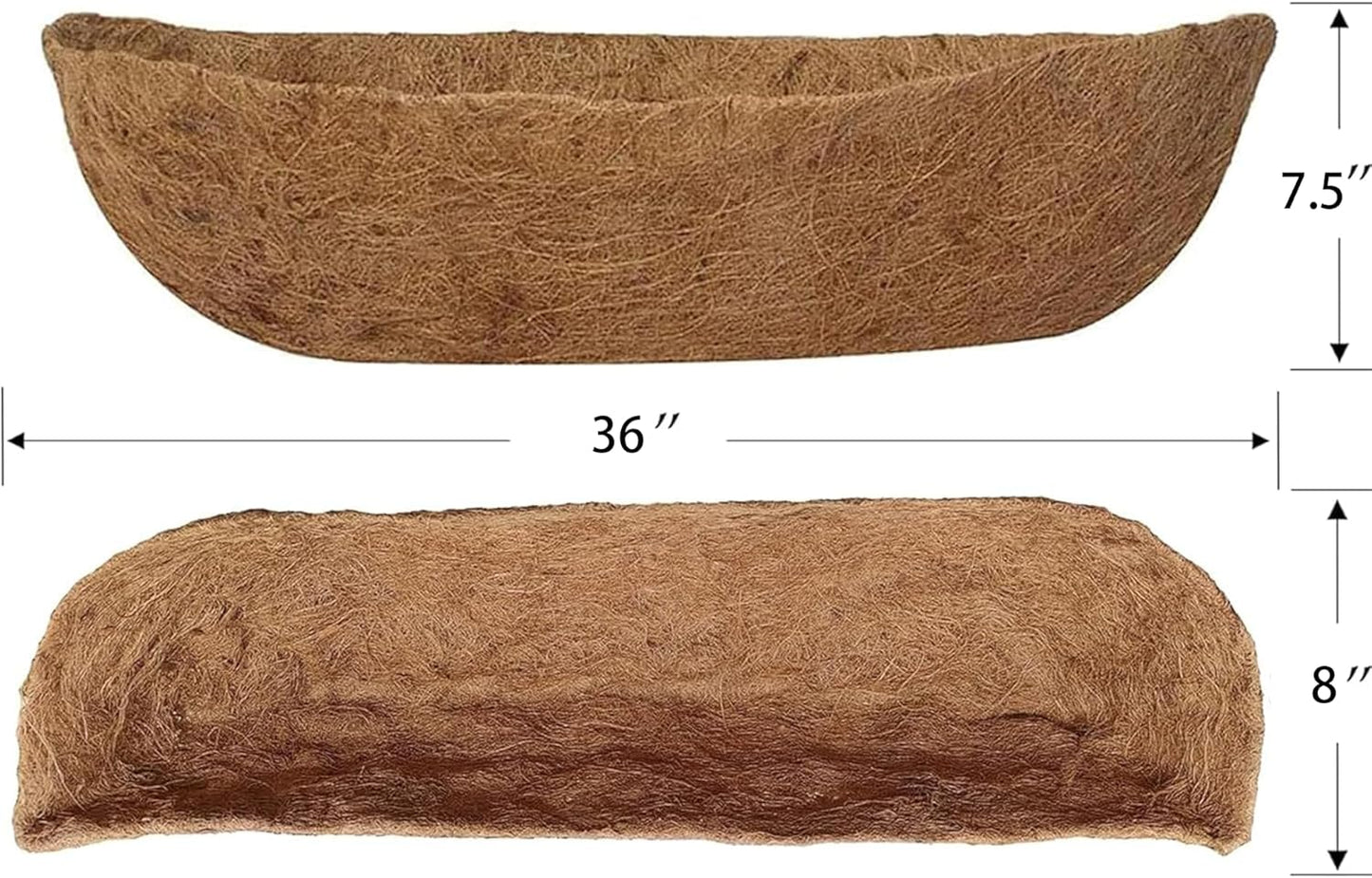 36 inch Replaceable Coco Liner for Railing Basket Horse Trough Coco Liner for Window Box, Coco Liner for Fence Flower Baskets 100% Natural Coir Liners for Basket (36 in / 4Pcs)