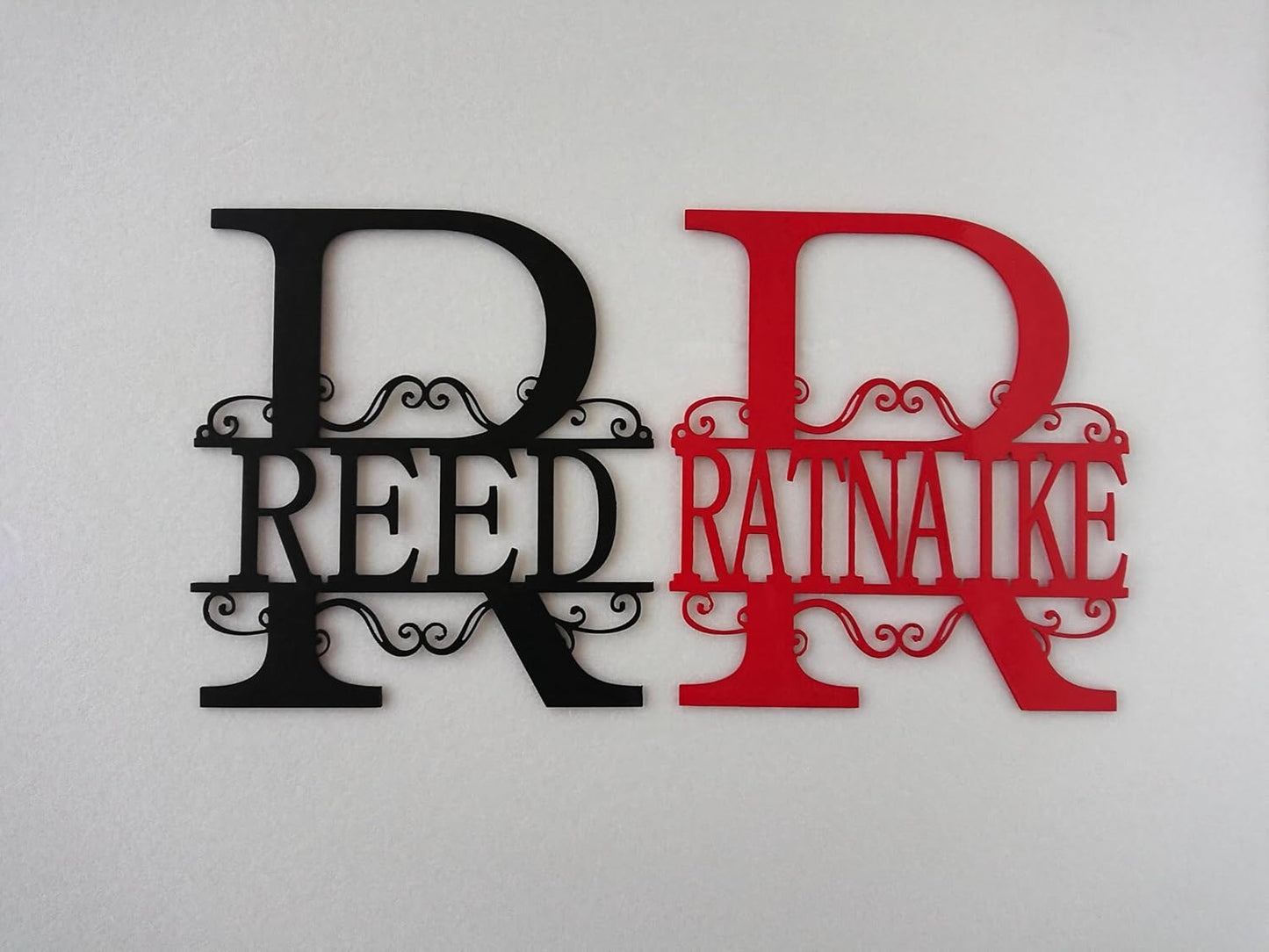 Personalized Metal Name Signs, Split Letter Monogram Wall Decor, Custom Last Name Sign, Family Name Sign for Outdoor, Personalized Wedding Gift, Garden Decor, Metal Wall Art, Housewarming Gift (MonogramDesign_12)