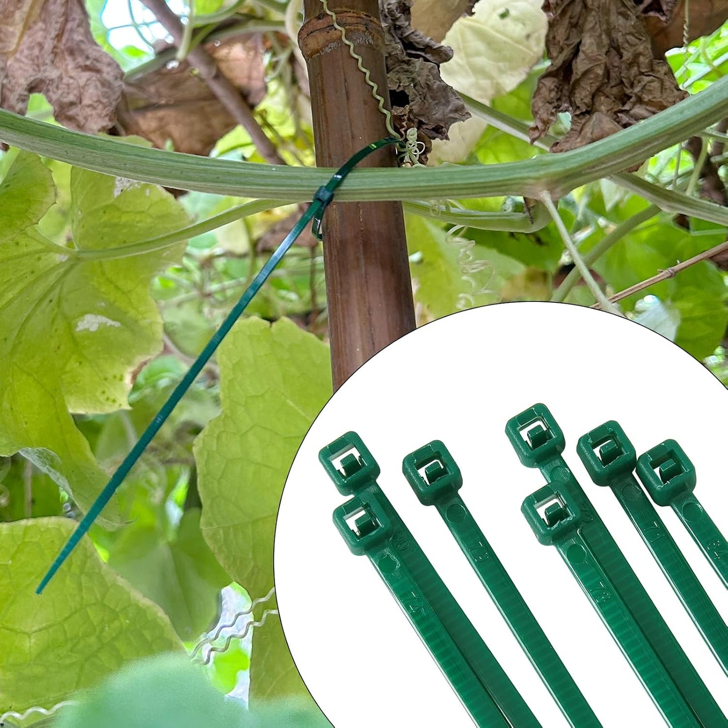 10 inch 3mm Dark Green Nylon Garden Cable Zip Ties Self Locking Cable Ties Twist Ties, Multi-Purpose Cable Tie(100 Pcs)