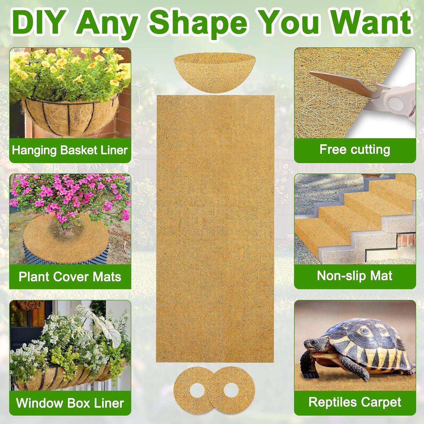 Coco Liner Roll 24x160 Inch, Natural Coconut Liners for Planter Flower Basket, Thick Coco Fiber Mat for Hanging Basket, Garden Decoration, Animal Pet Pads, Reptile Carpet