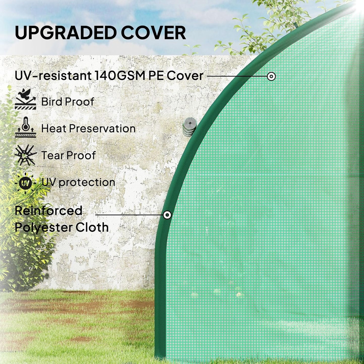 Outsunny 25' x 10' x 6.6' Walk-in Tunnel Greenhouse with Upgraded Structure, Outdoor Green House with 2 Hinged Doors, 10 Mesh Windows, Gardening Plant Warm House Tent, Green