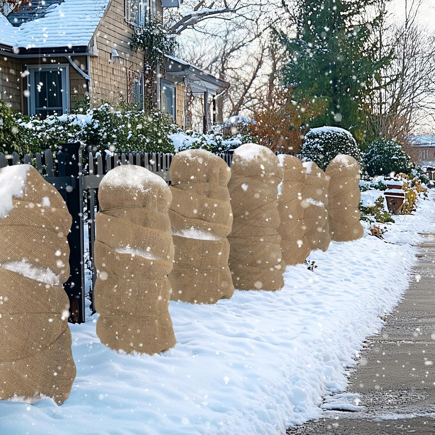 ANPHSIN 75ftx40in Natrual Burlap Plant Covers Freeze Protection - Winter Frost Plant Blankets, Frost Cloth Tree Wrap for Outdoor Bushes Trees Potted Plants Cold Weather