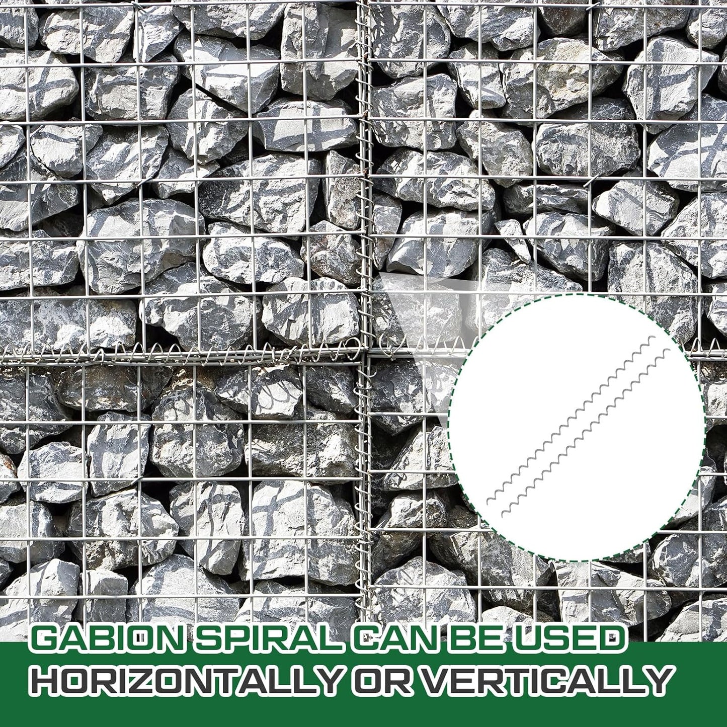 24 Pcs 39.4" x 2" Gabion Cages Spirals 9ga Galvanized Steel Gabion Spirals Wire for Cage Install and Connected for Garden