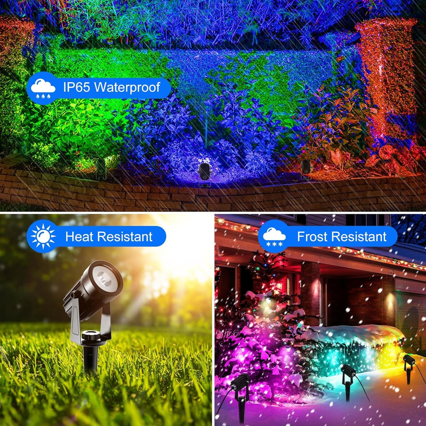 T-SUNUS Halloween Color Changing Solar Spot Lights Metal, RGB LED Landscape Spotlights IP65 Waterproof Spotlight 2-in-1 for Outdoor Uplighting Garden Pathway Christmas Trees Flag Pond Yard