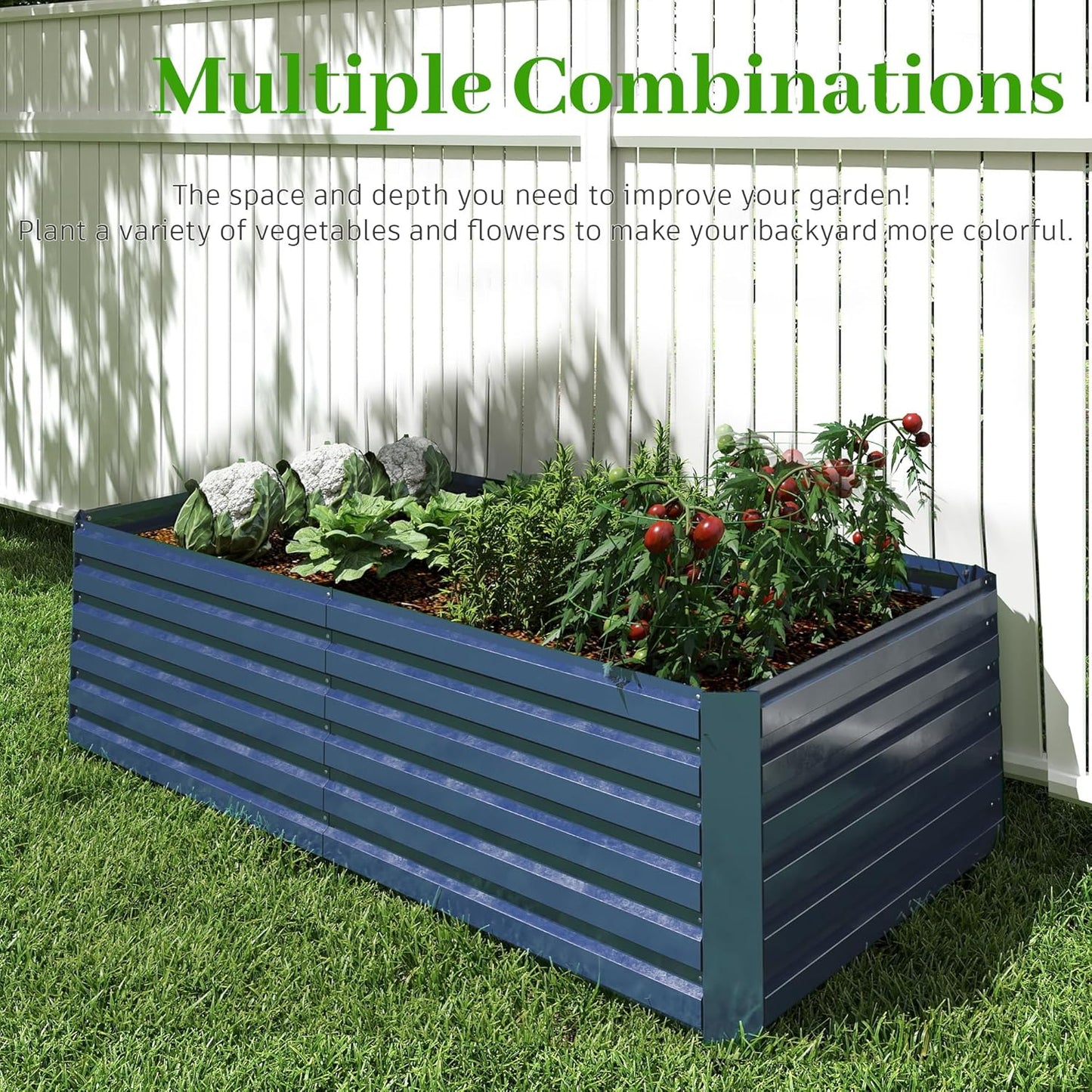 6x3x2 ft Raised Garden Bed, Large Metal Planter Raised Beds, Planters for Outdoor Plants for Vegetables, Flowers, Herbs, Fruits, and Succulents.(4 Pcs, Blue)