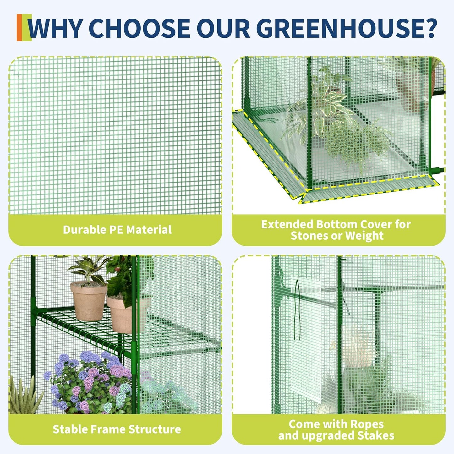 Greenhouse, 57 x 29 x 76'' Greenhouses for Outdoors, Durable Green House Kit with Window, Thicken PE Cover, 3 Tiers 12 Shelves, Portalbe Walk in Green Houses for Indoor Backyard Outside