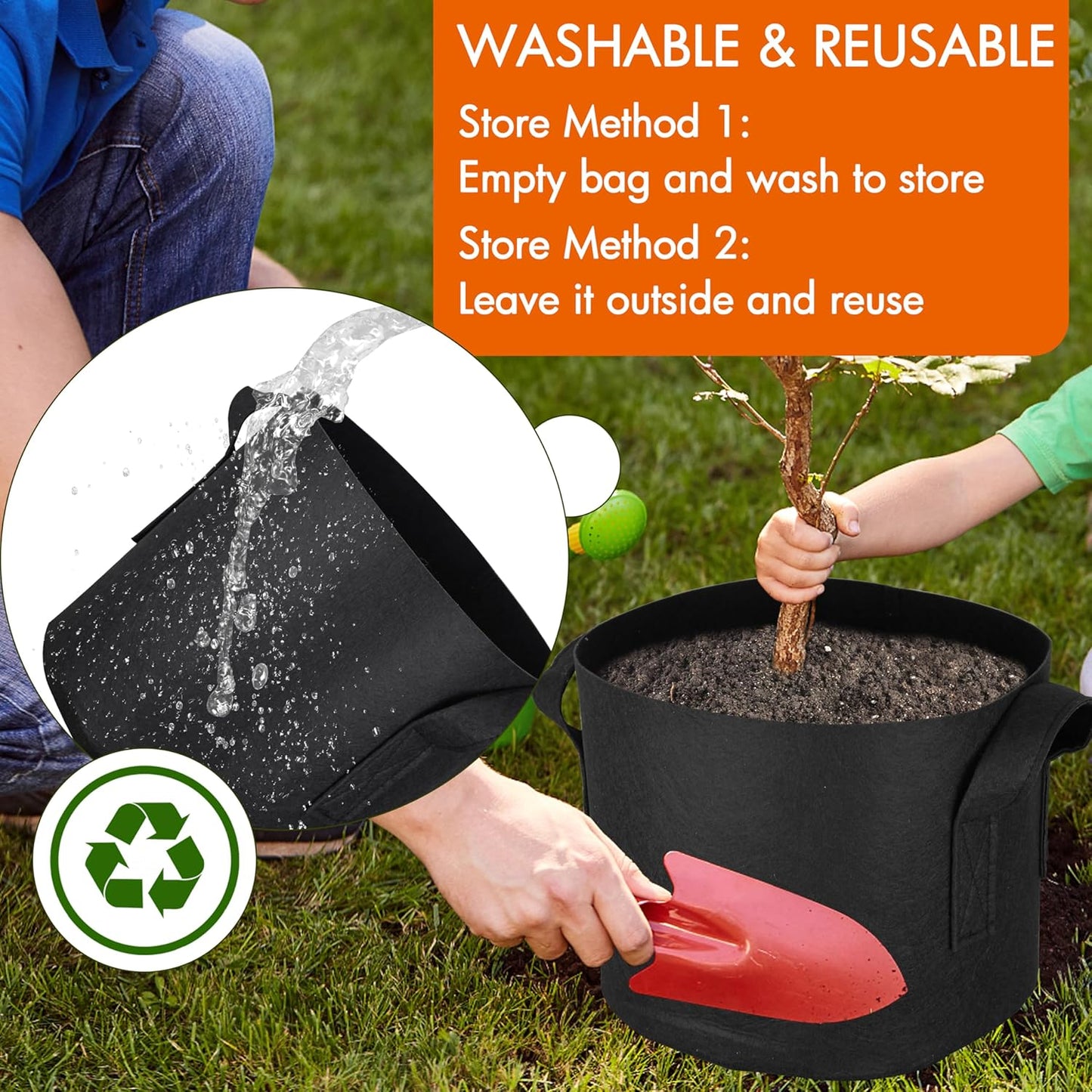 Gardzen 20-Pack 7 Gallon Grow Bags, Aeration Fabric Pots with Handles, Heavy Duty Plant Bags for Plants