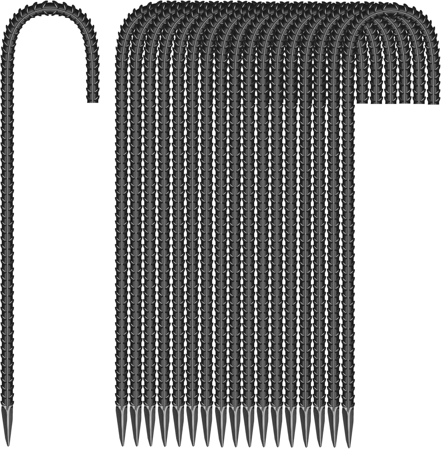 18 Pieces 12-Inch Garden Ground Stakes Galvanized Steel J Shape Hook Rebar Stake - Heavy Duty Anchors for Tents, Position Kits,Fences, and Trampolines