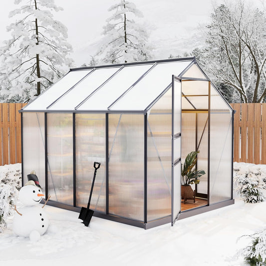 6×10FT Polycarbonate Greenhouse for Outdoors, Large Walk in Green House Kit and Winter Garden Planting, Enhanced Aluminum Green Houses for Outside to Protect Vegetables or Plants