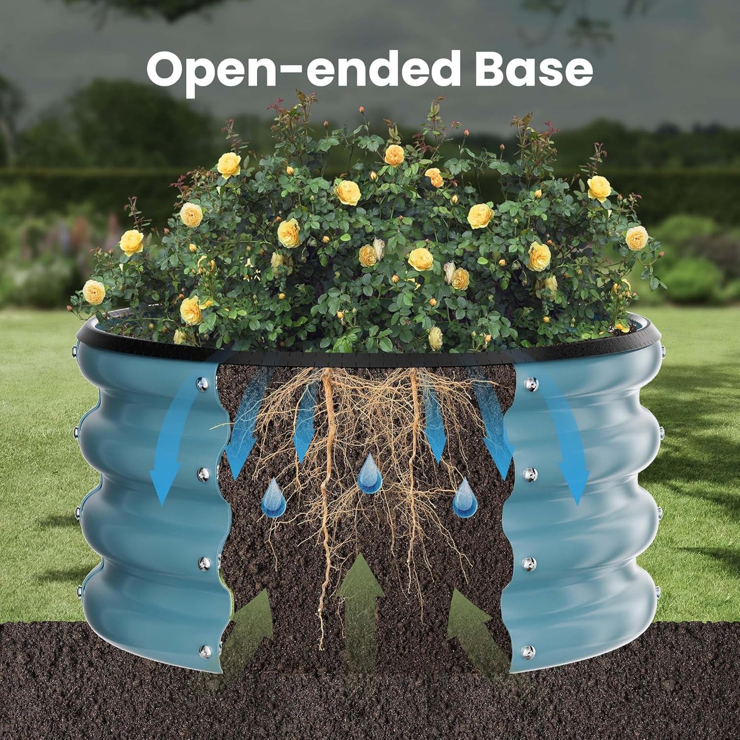 ZXZYHFTY Round Galvanized Raised Garden Bed kit, Blue Outdoor Garden Raised Planter Box, Round Large Metal Raised Garden Beds for Vegetable 2 * 2 * 1ft 1 Pack