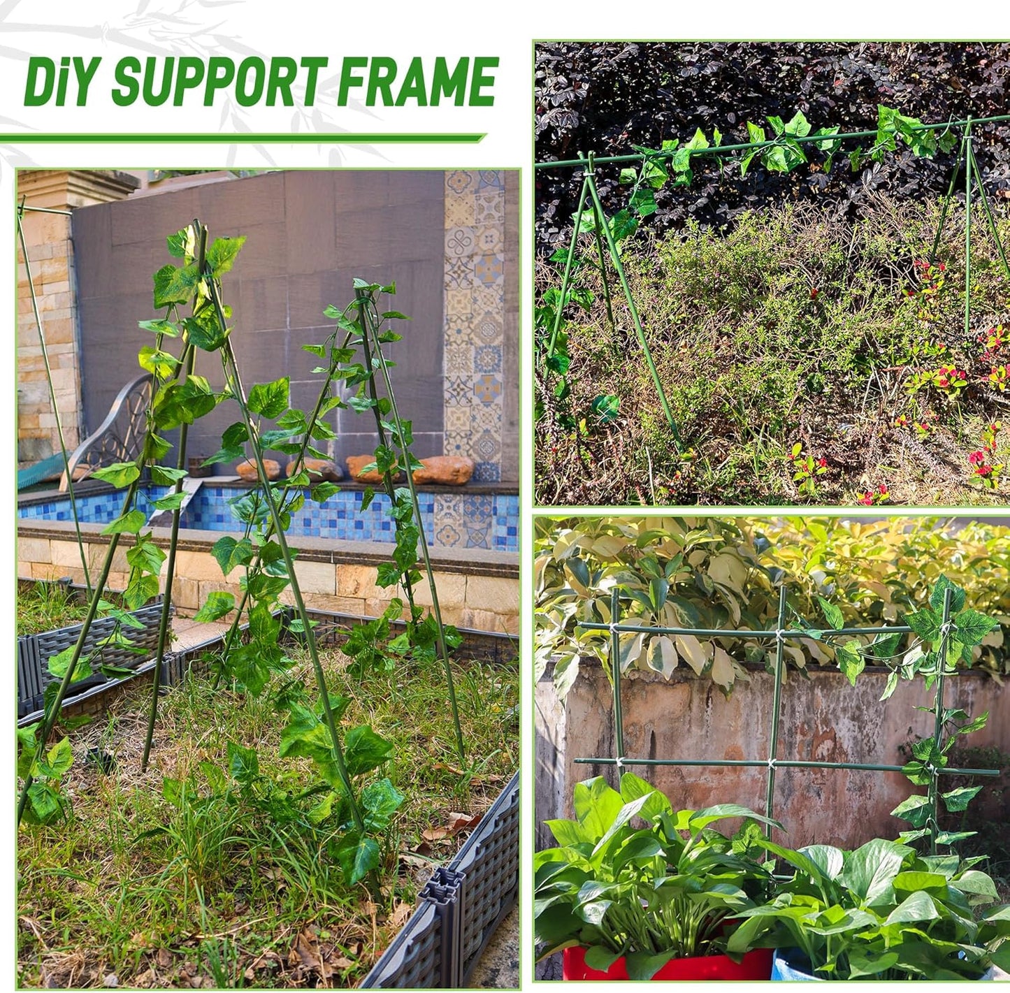 50Pcs 4ft Bamboo Sticks for Indoor Outdoor Plants, 0.29"-0.38" Natural Bamboo Poles, Durable Garden Stakes for Tomatoes, Beans, Flowers and Potted Plants