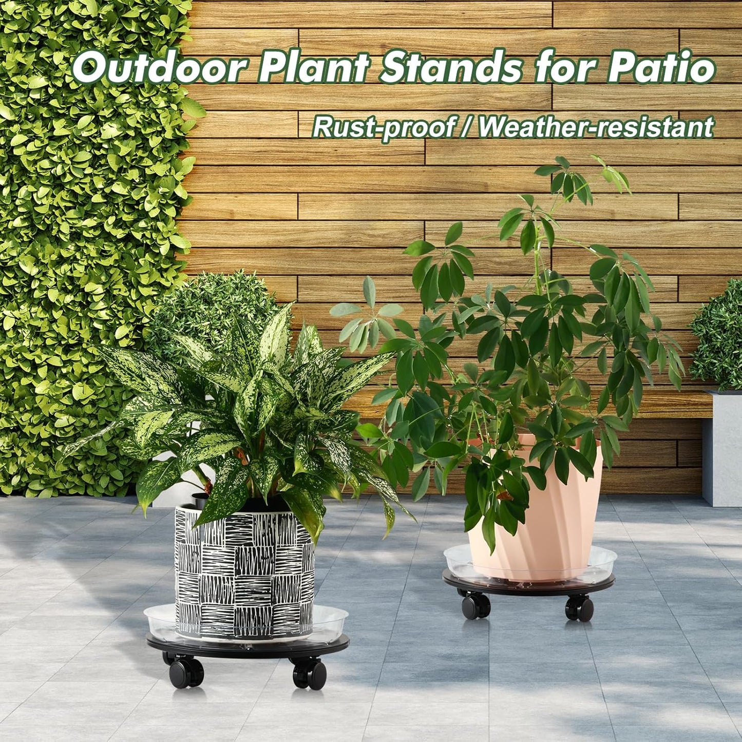 3 Packs 12 inches Large Metal Plant Caddy with Wheels Round Planter Dolly Pot Mover Rollers Wrought Iron Rolling Plant Stands Indoor Outdoor Wheeled Plant Holder Coaster Trolley, Butterfly, Black