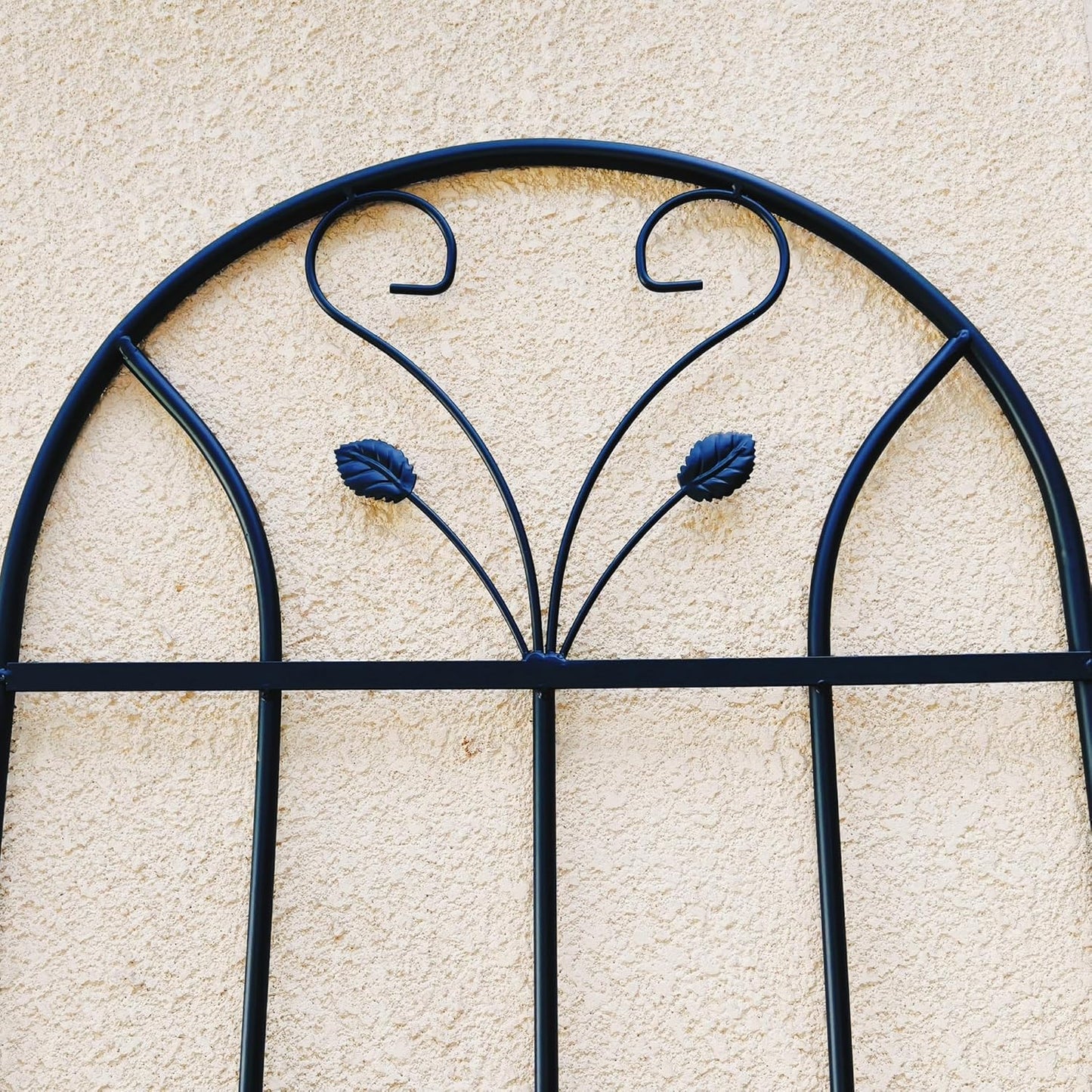 4 Pack Metal Garden Trellis for Climbing Plants, 86.7" Tall Rustproof Outdoor Trellis Panel with Vine Lines Design, Decorative Black Iron Plant Support for Vine, Rose, Flower, Garden Wall