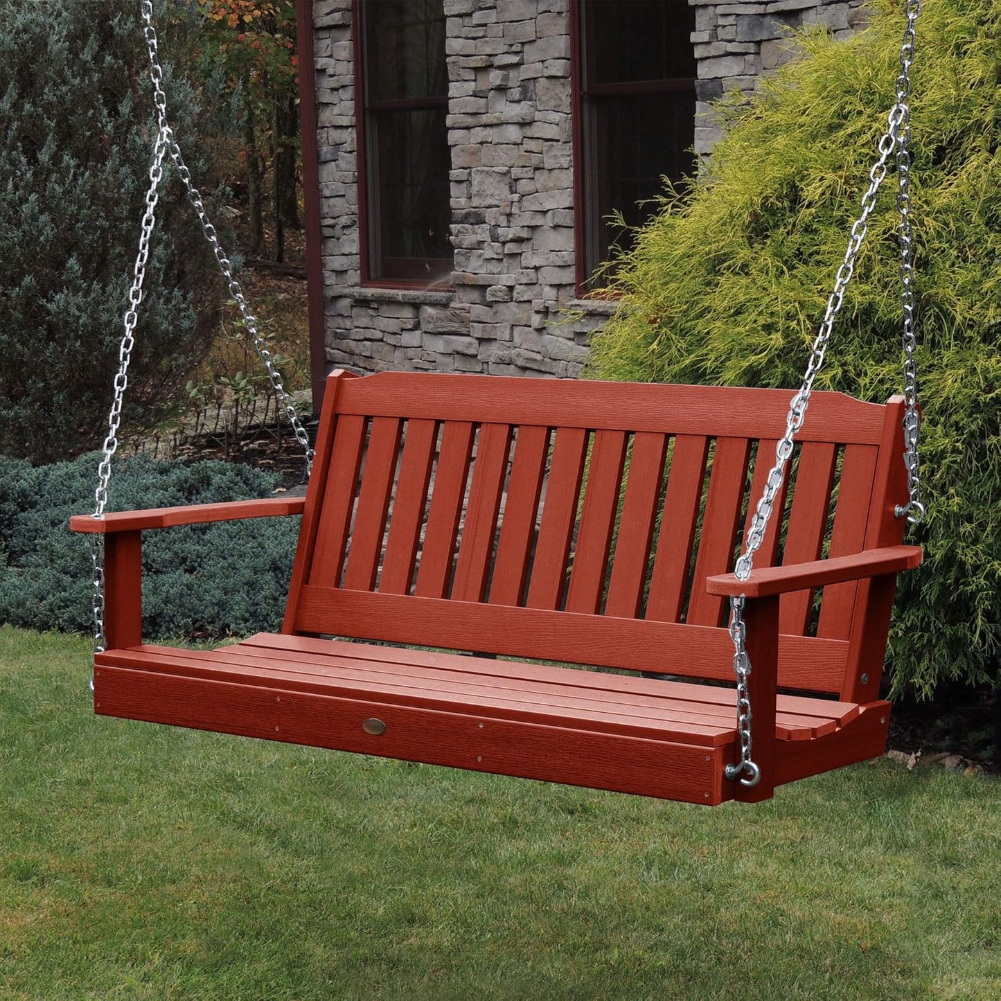 highwood Lehigh Porch Swing, 5 Feet, Rustic Red