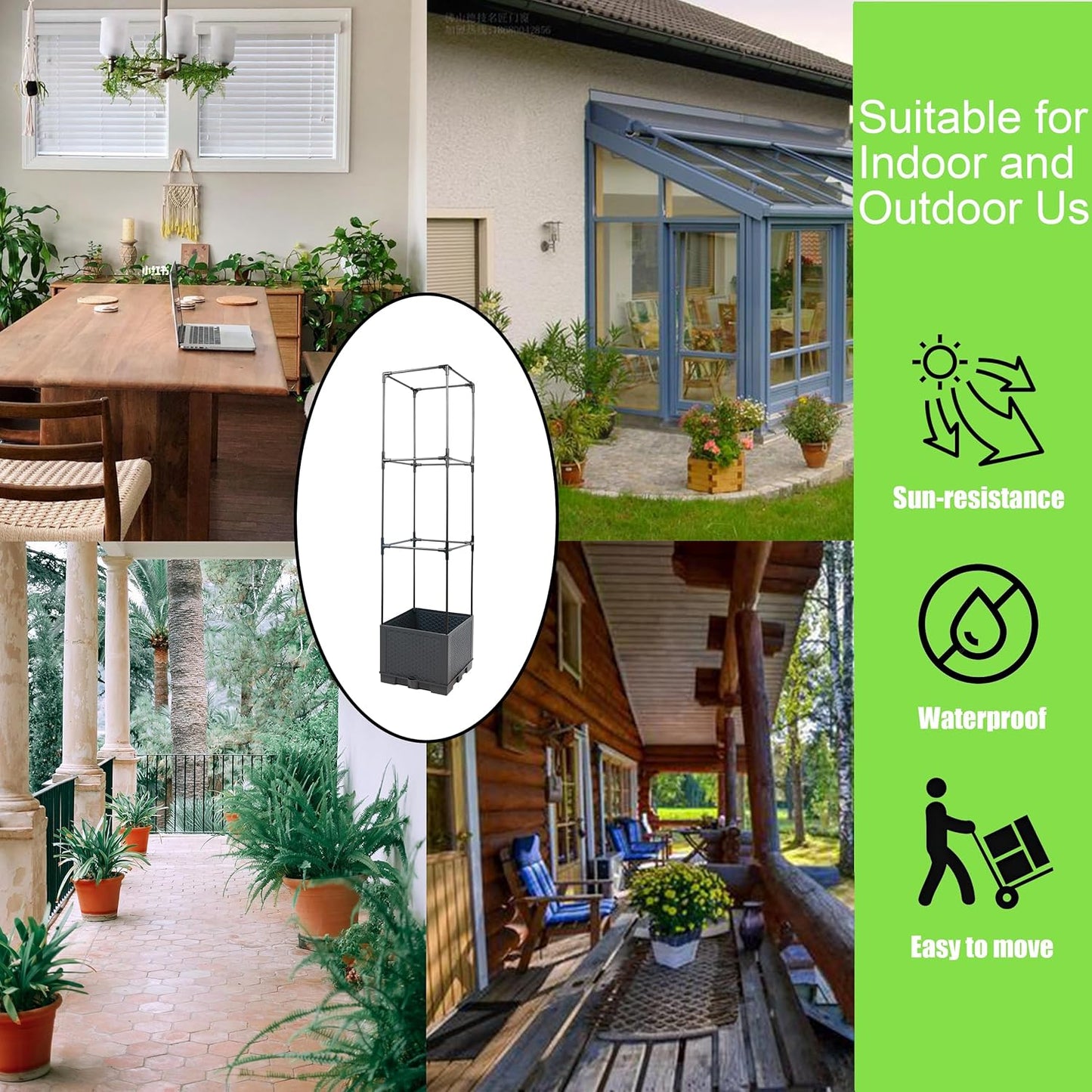 Sunnyglade 2 Pcs Raised Garden Bed Planter Box with Trellis, 44” Tomato Trellis Planter for Various Vine Climbing Plants Vegetables Detachable Frame for Outdoor Indoor Terrace