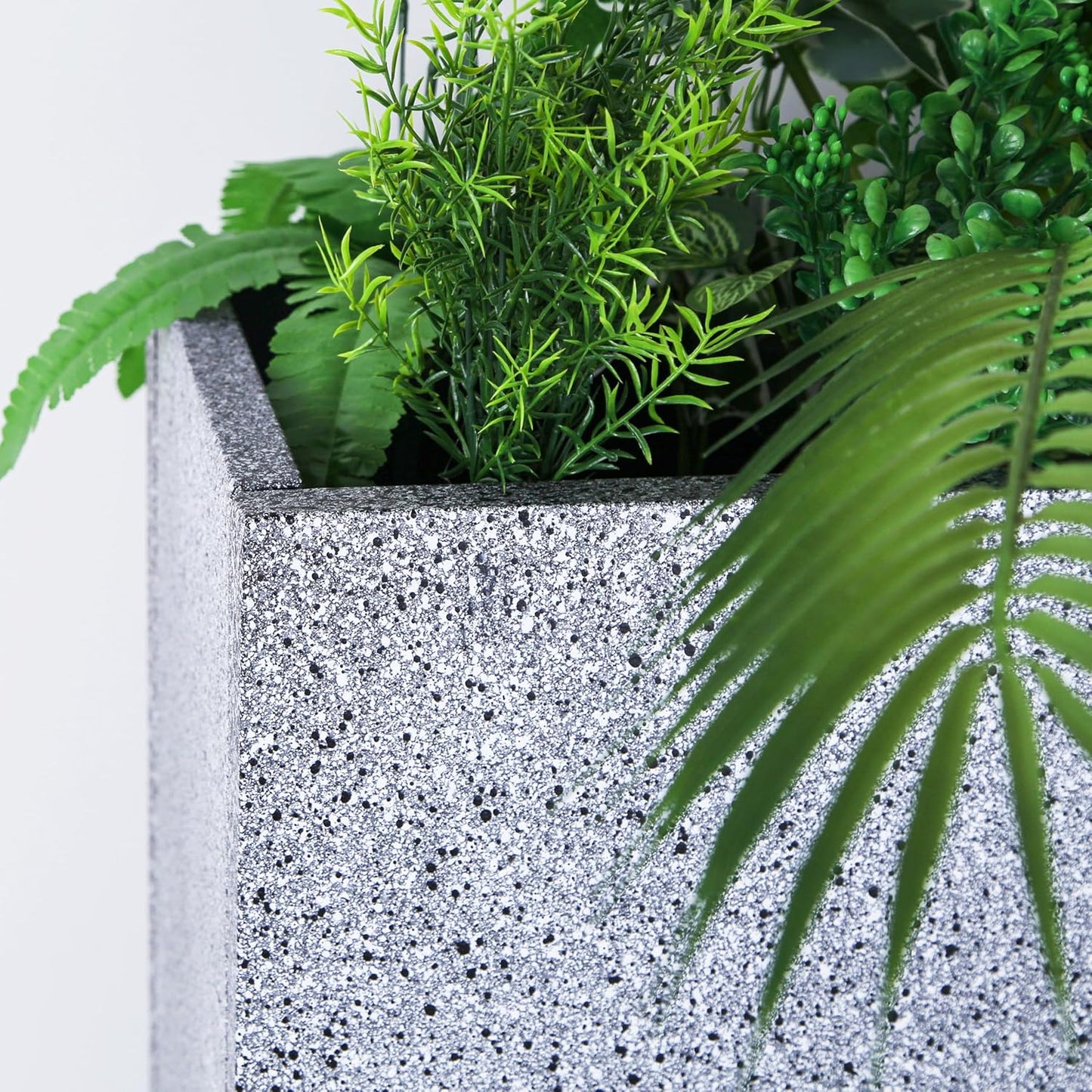 Metal Planter Box Rectangular Planter, 35.5" Lx 10" Wx 28" H Terrazzo Large Planters with Drainage Holes, Galvanized Steel Tall Planters for Patio/Porch