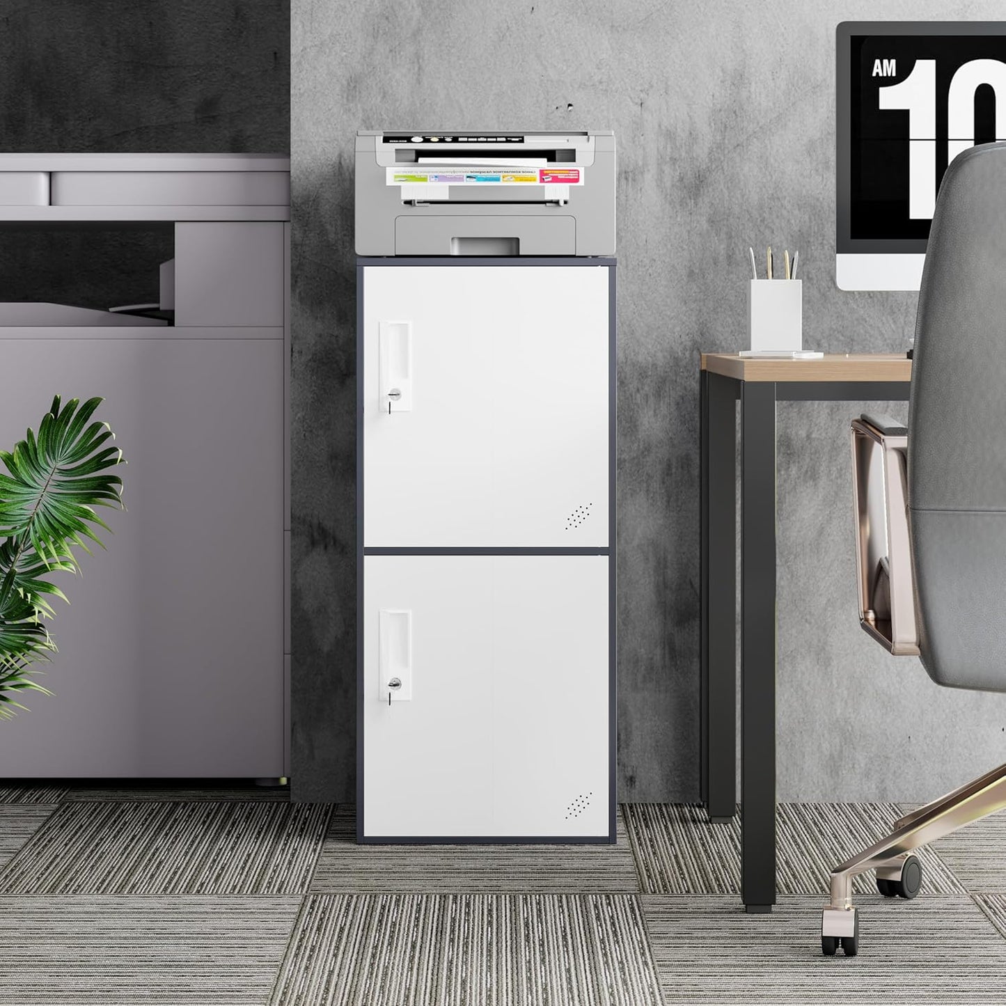 2 Door Metal Storage Locker Cabinet for Office, Home, Gym, School, Steel Cabinet to Storage File, Toys, Shoes and Sports Equipment, Locker Organizer for Gym Office Bedroom (2 Door, Grey)