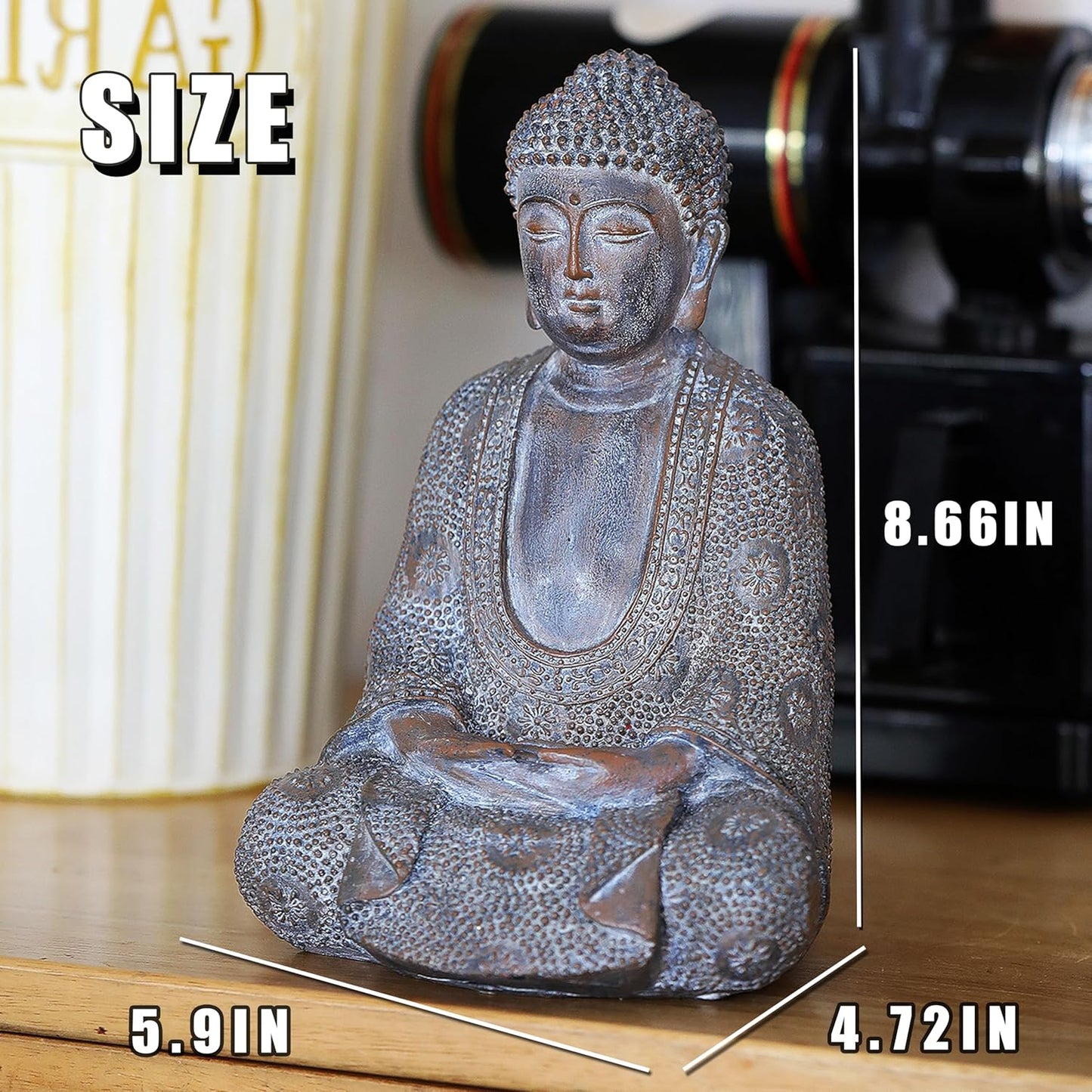 Buddha Statue Outdoor,Zen Garden Decor Buddha Sculpture for Home Meditation Decor Buda Decoration for Patio Desk Porch Yard Art Resin Decoration