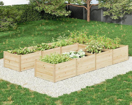 AMERLIFE U-Shaped Raised Garden Bed, 7.5Wx12Dx1.6H Outdoor Wooden Raised Garden Bed Planter with 19.6" Depth Planter Box