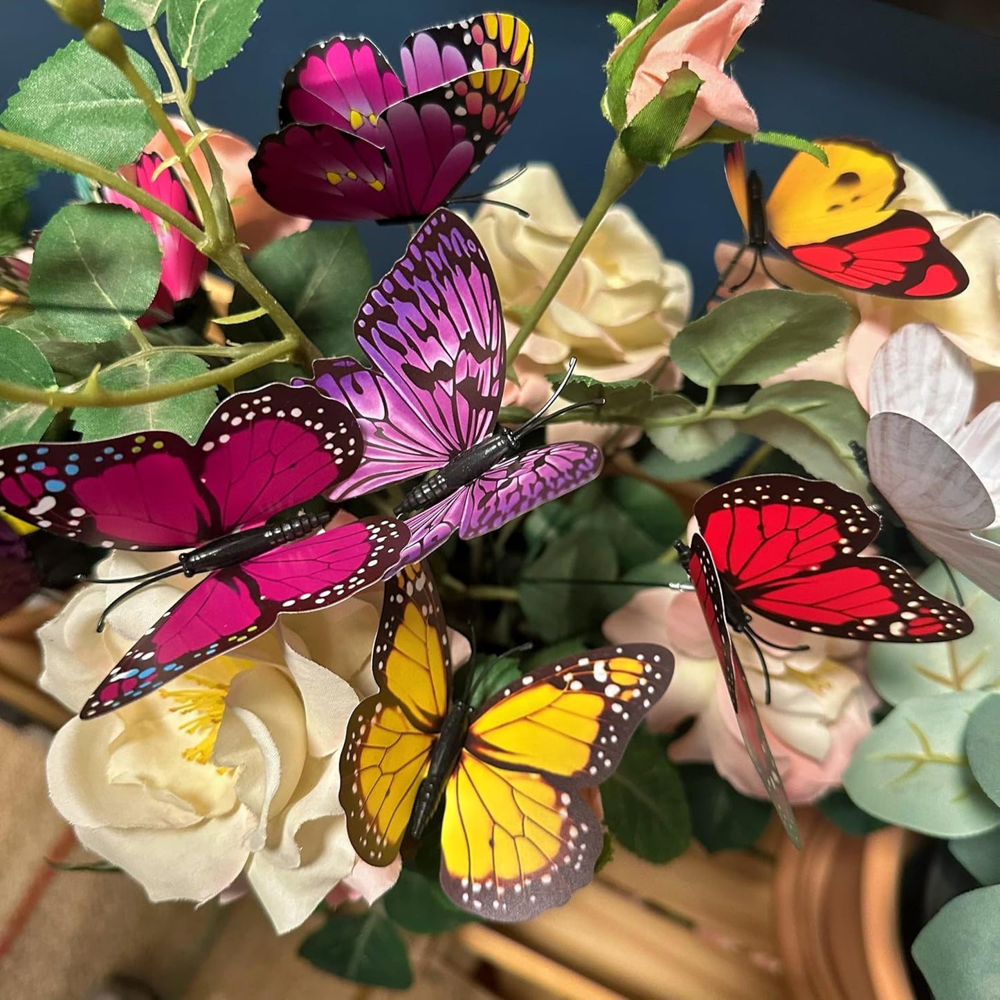 20pc Butterfly Stakes, 9.8in 3D Butterfly Garden Ornaments - Patio Decor for Indoor, Outdoor, Yard & Christmas