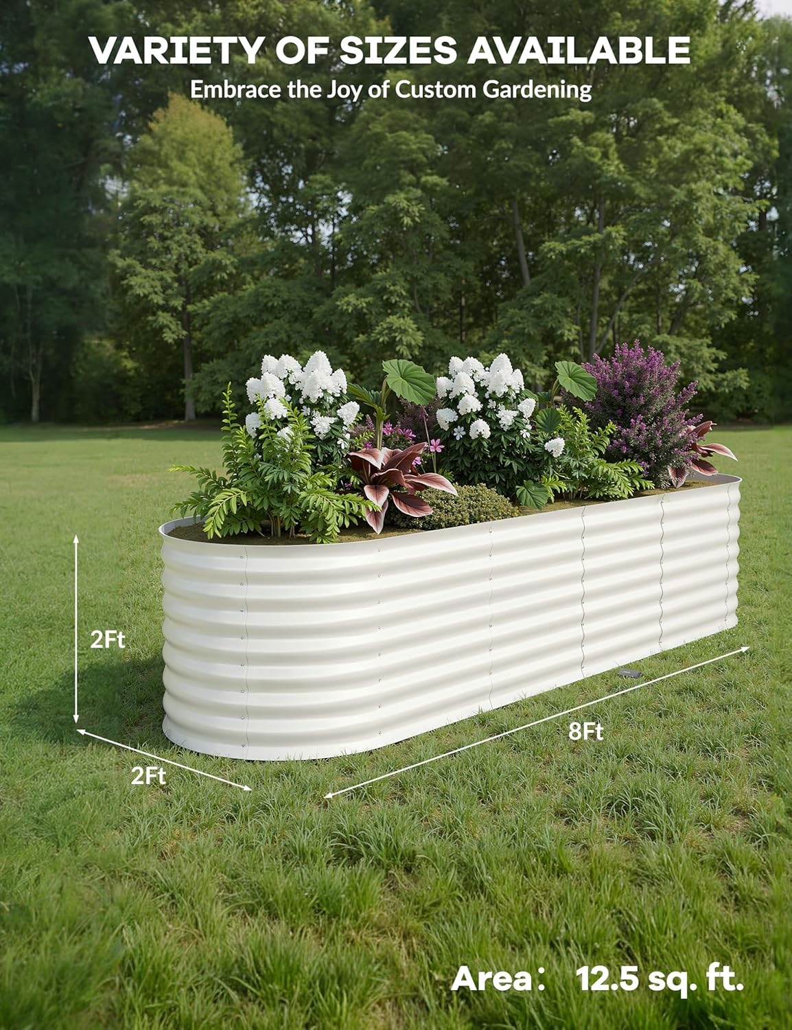 2 Pcs Raised Garden Beds Outdoor 8x2x2 ft - Galvanized Steel Planter Box for Vegetables, Flowers, Rust-Resistant Garden Box, Easy Assembly Raised Beds, Durable Planters for Outdoor Plants, Beige